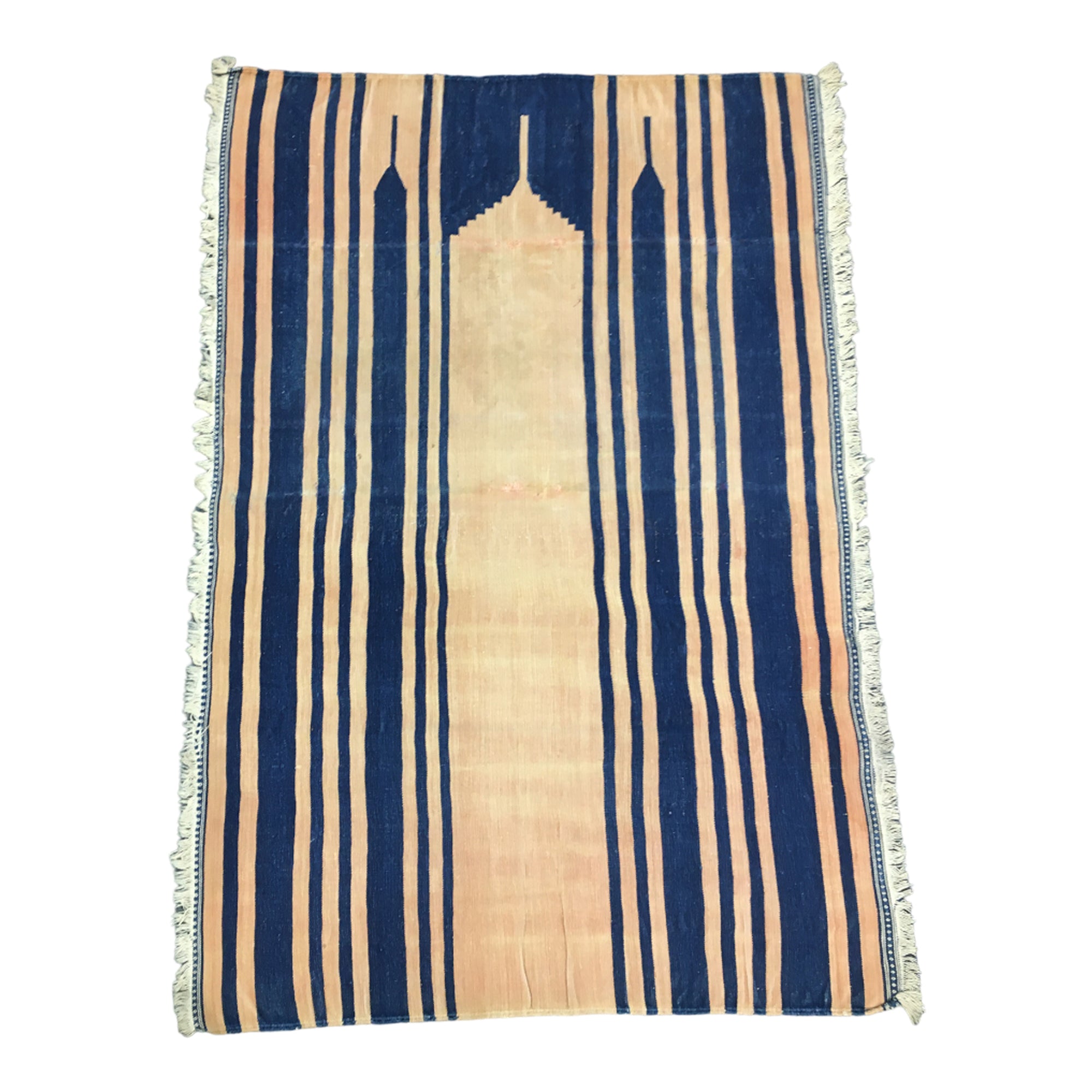 Jainamaz Prayer Rug in Beige and Navy Blue