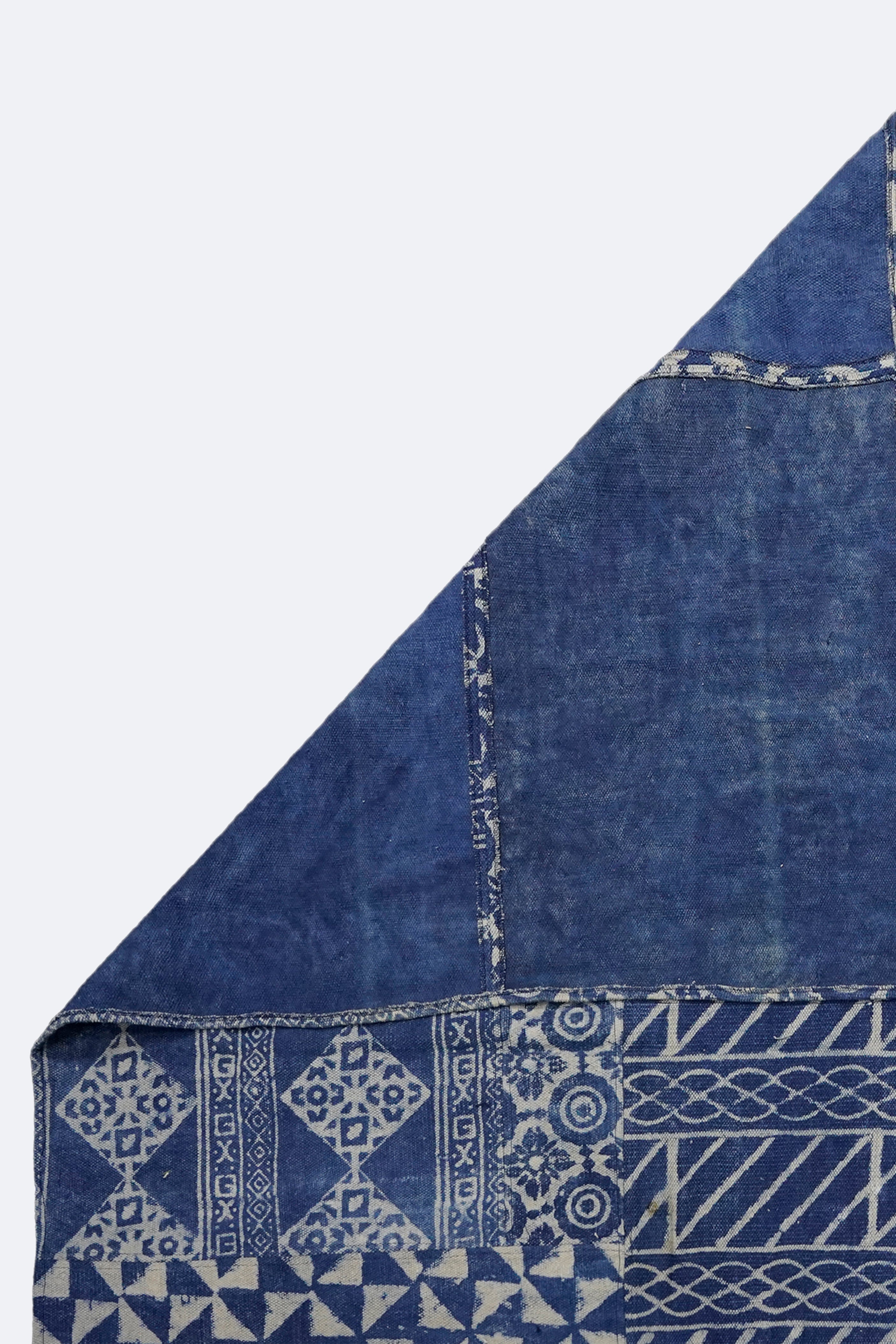 Indigo Block Print Patchwork Handmade Cotton Rug