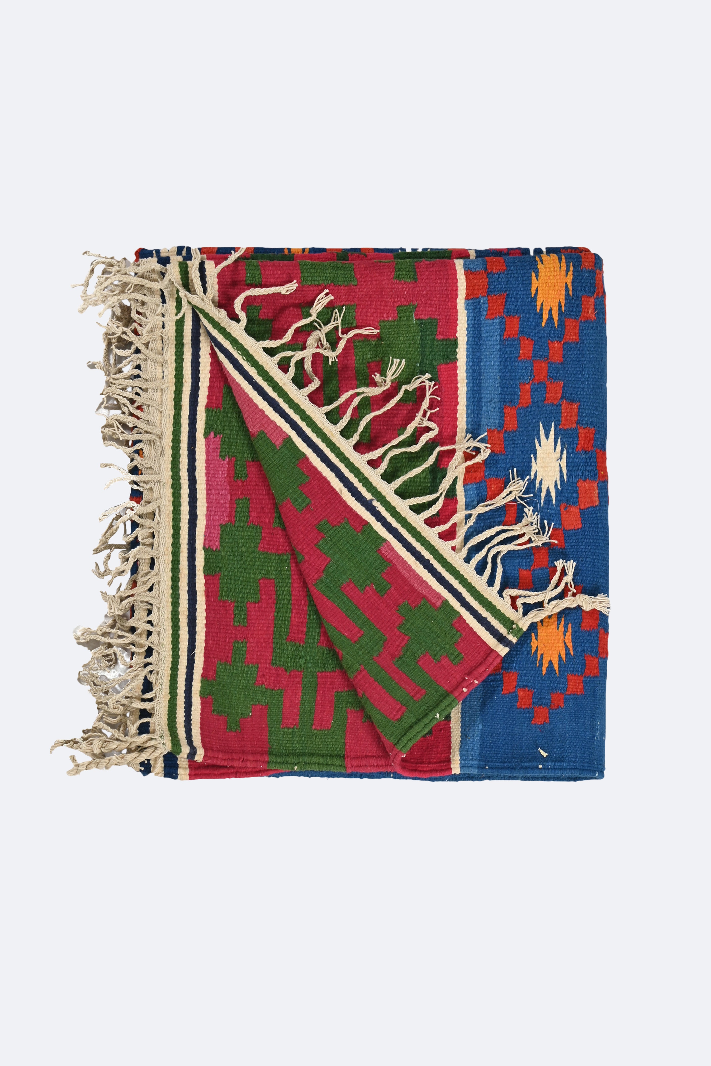 Blue Reversible Handmade Punjabi Dhurrie