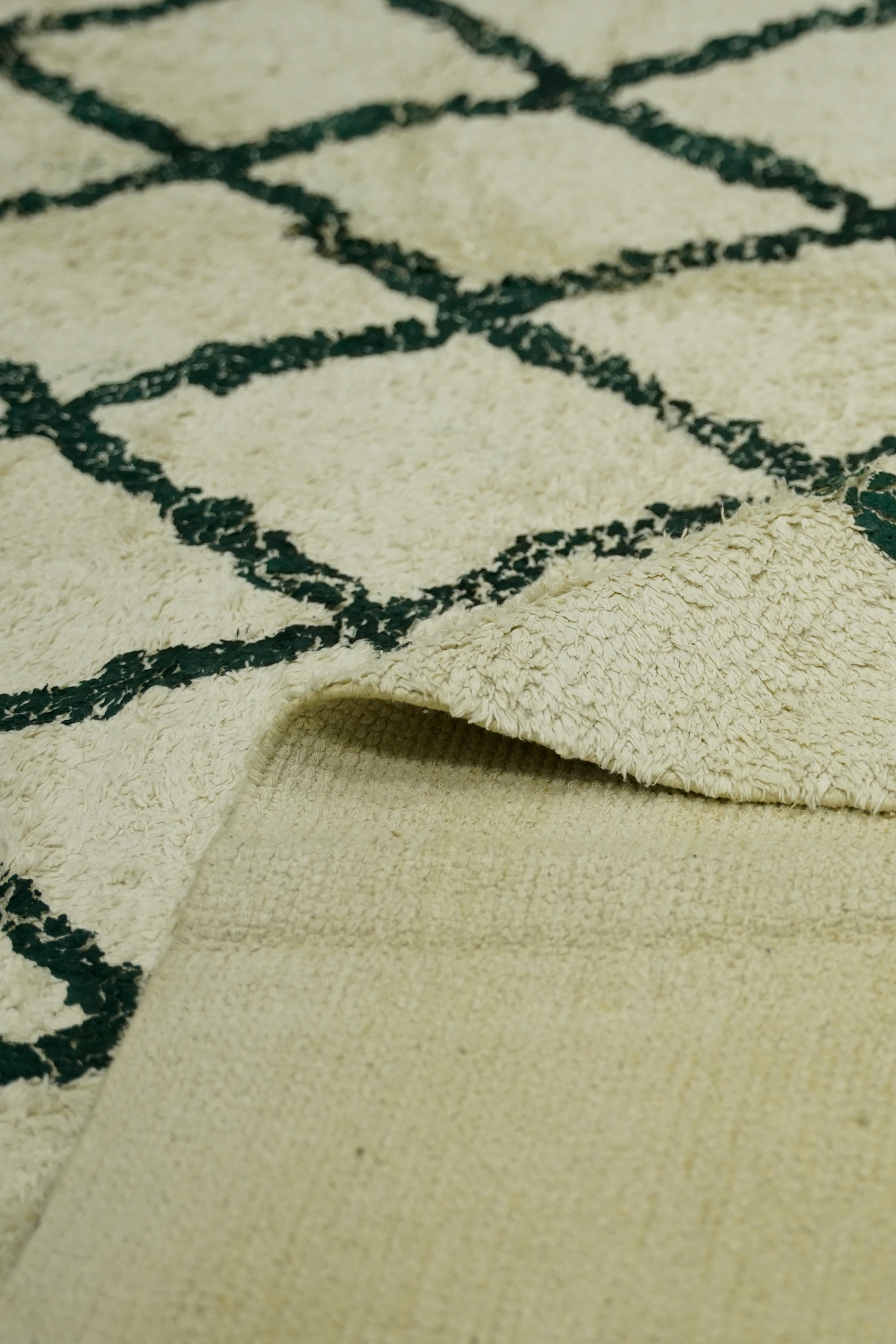 Sahara Lattice Handmade Cotton Moroccan Pile Rug