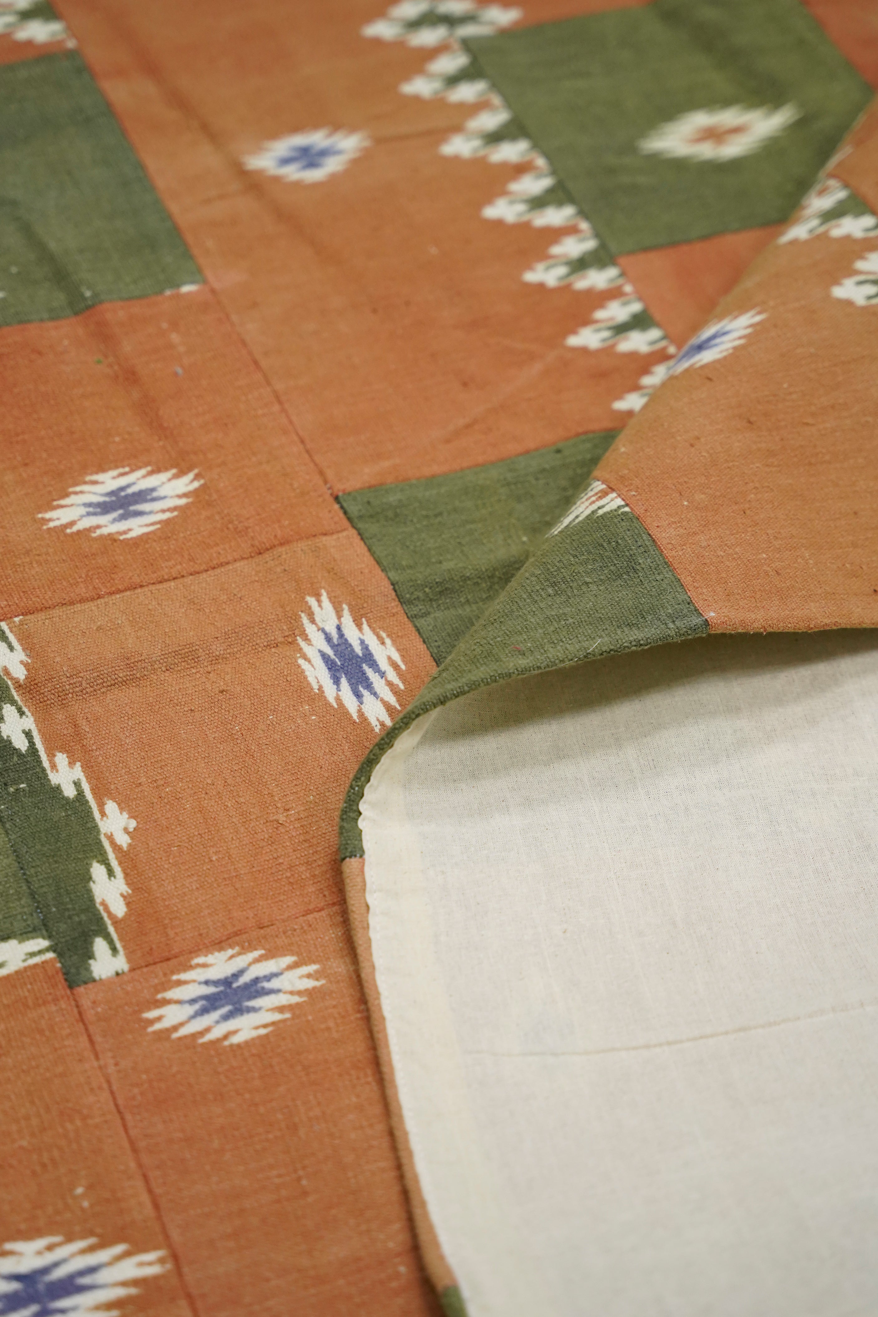 Traditional Patterned Tan Patchwork Rug