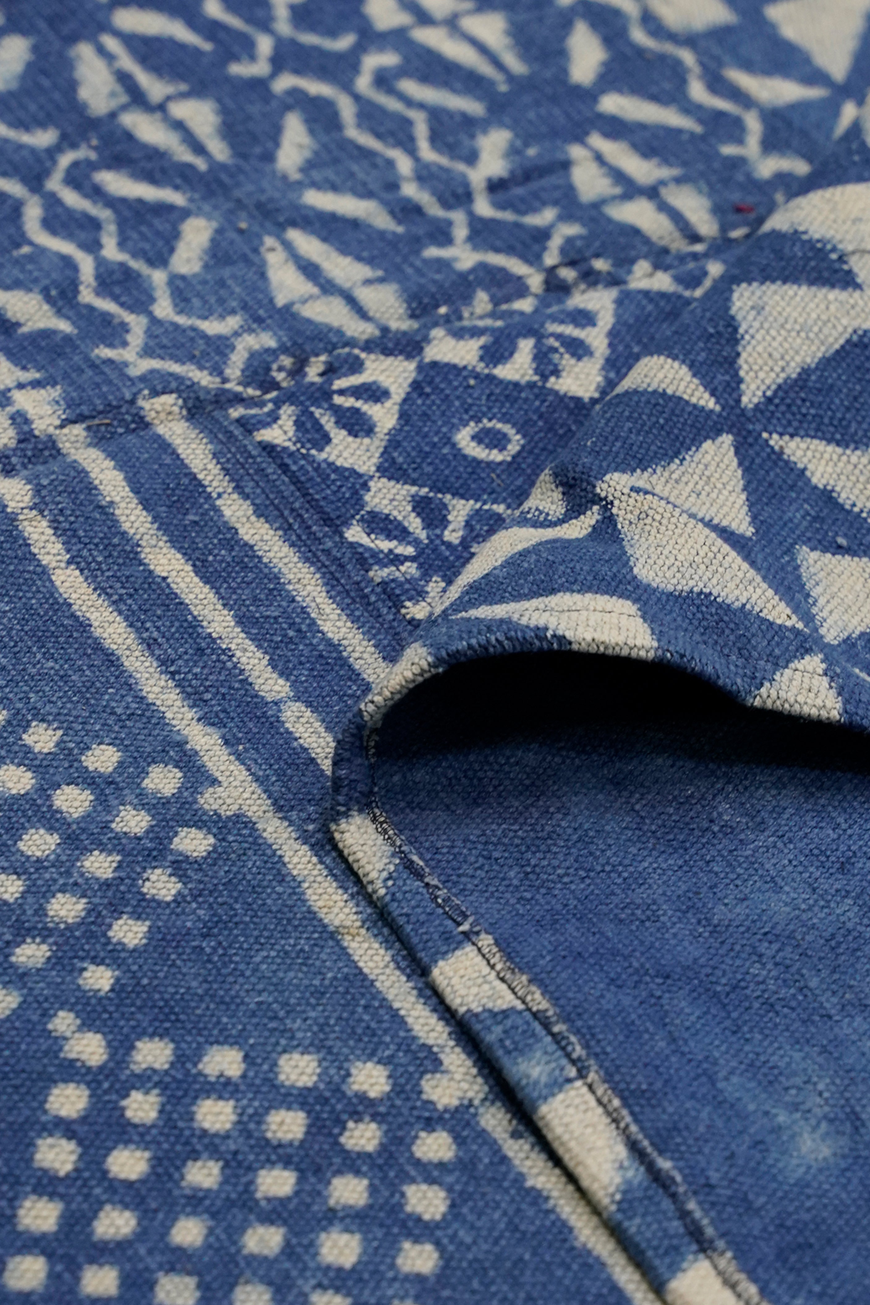 Lattice Handwoven Indigo Patchwork Rug