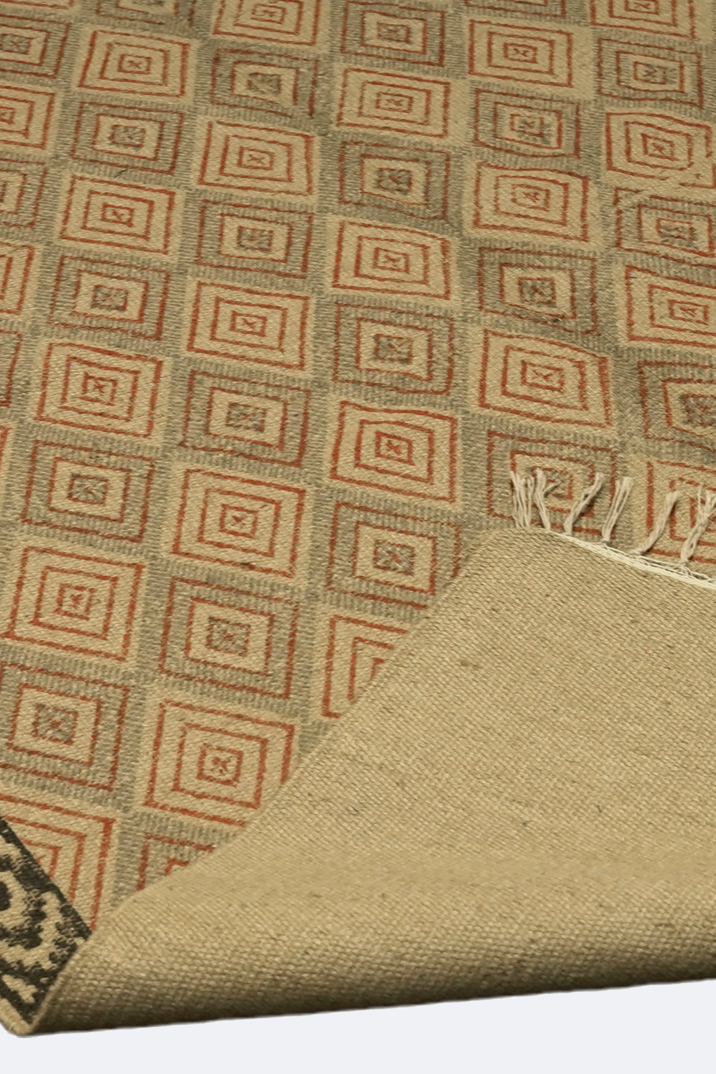 Diamond Block-Printed Jute Rug