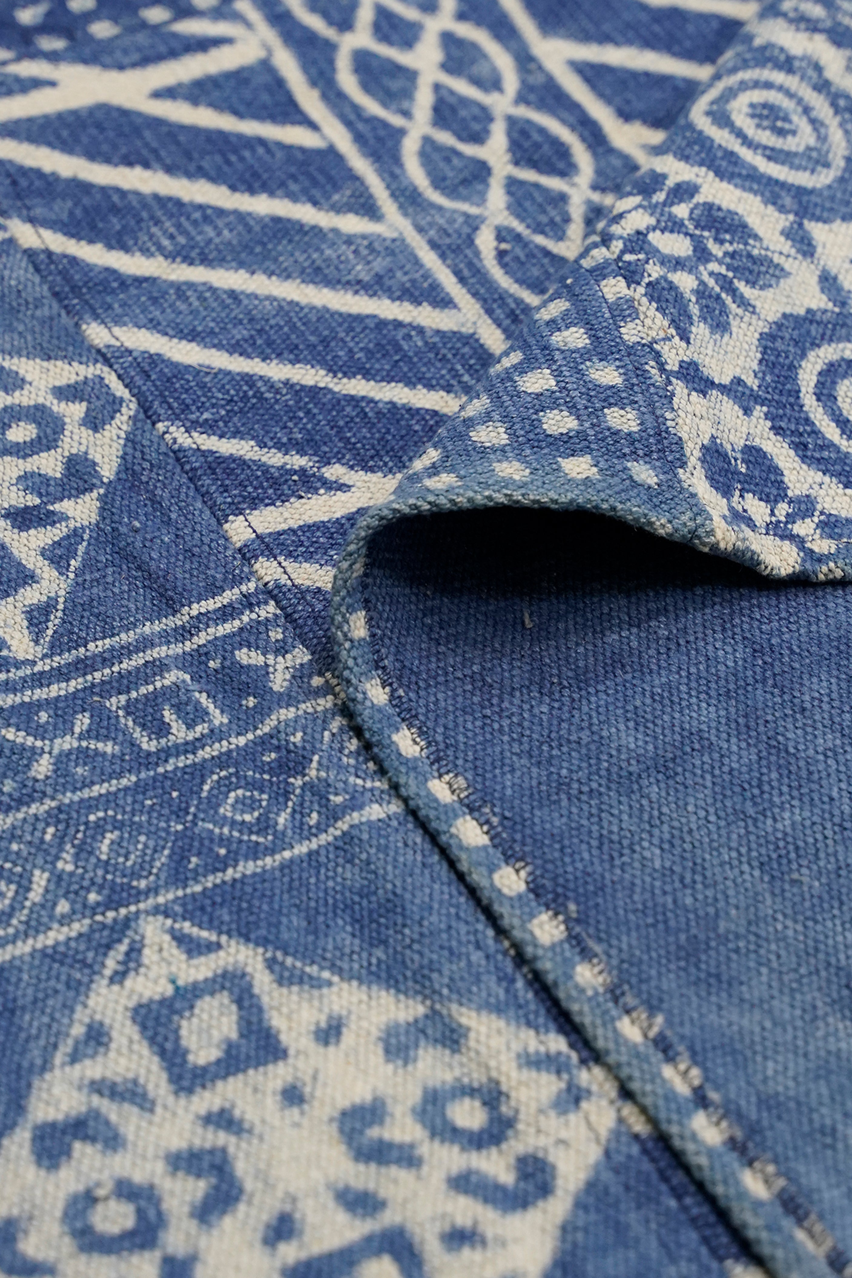 Handmade Indigo Harmony Patchwork Rug