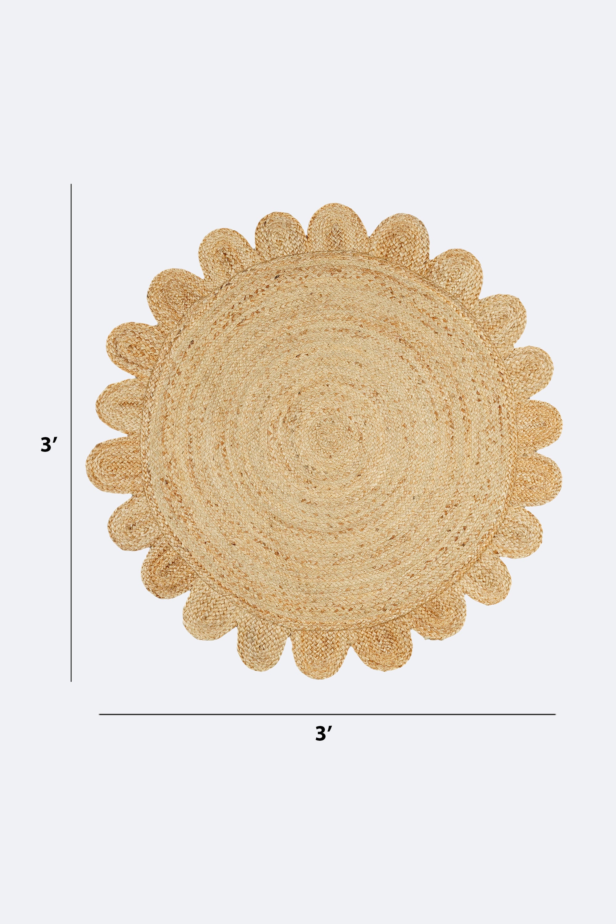 Scalloped Natural Jute Round Rug