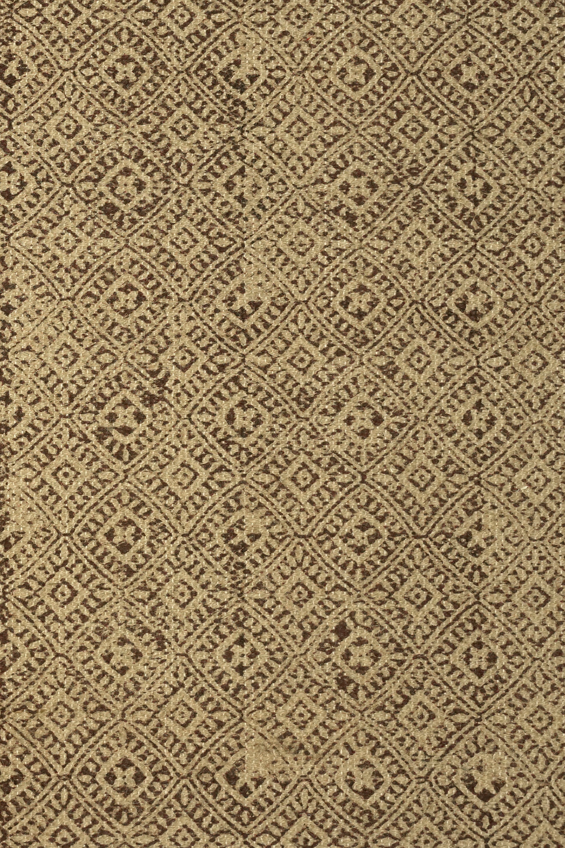 Floral Vine Border Block-Printed Jute Rug