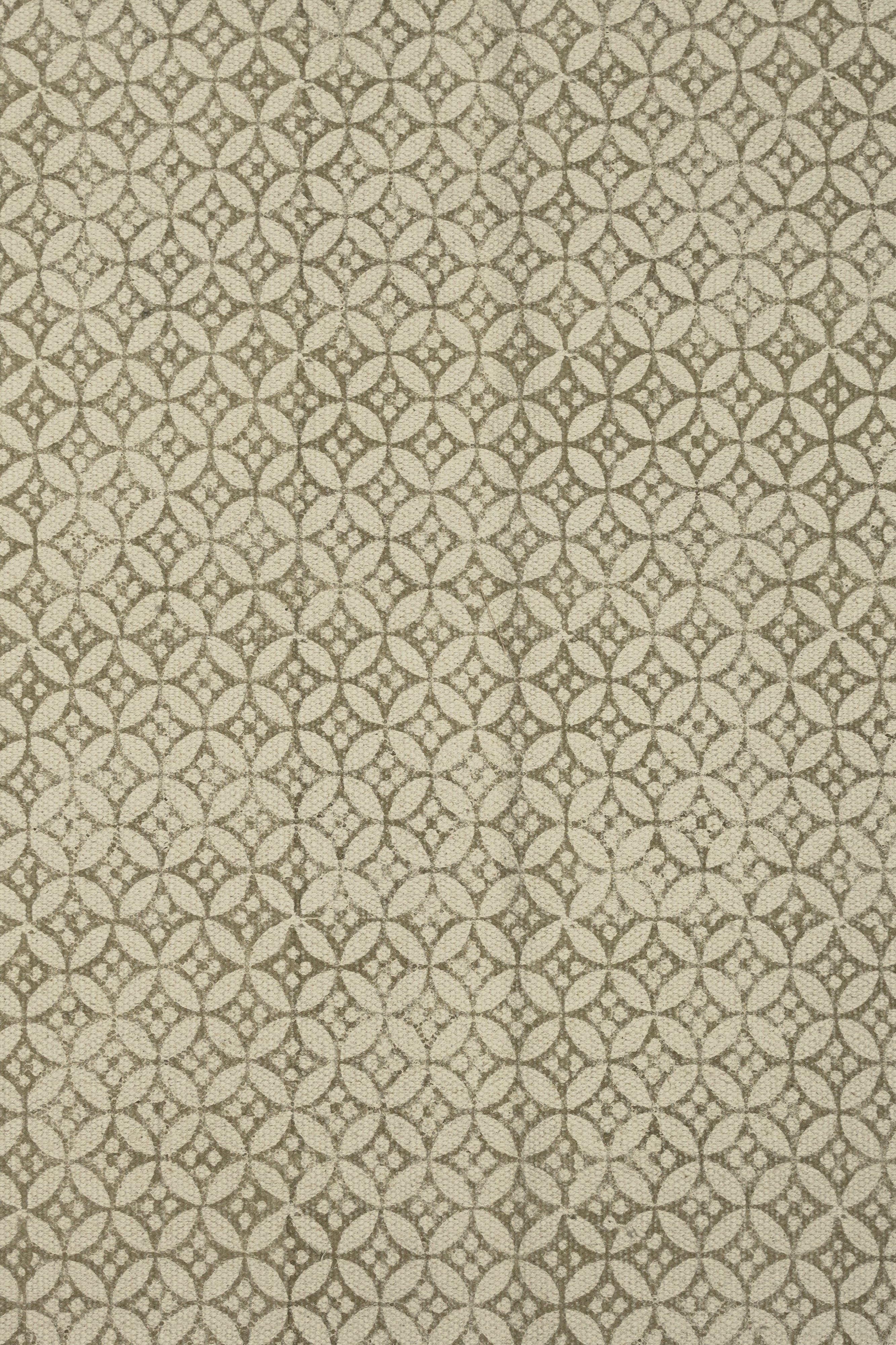 Geometric Lattice Handblock Jute Rug