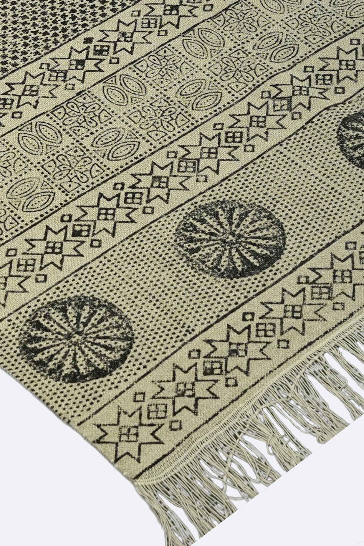 Tribal Medallion Block Printed Jute Rug