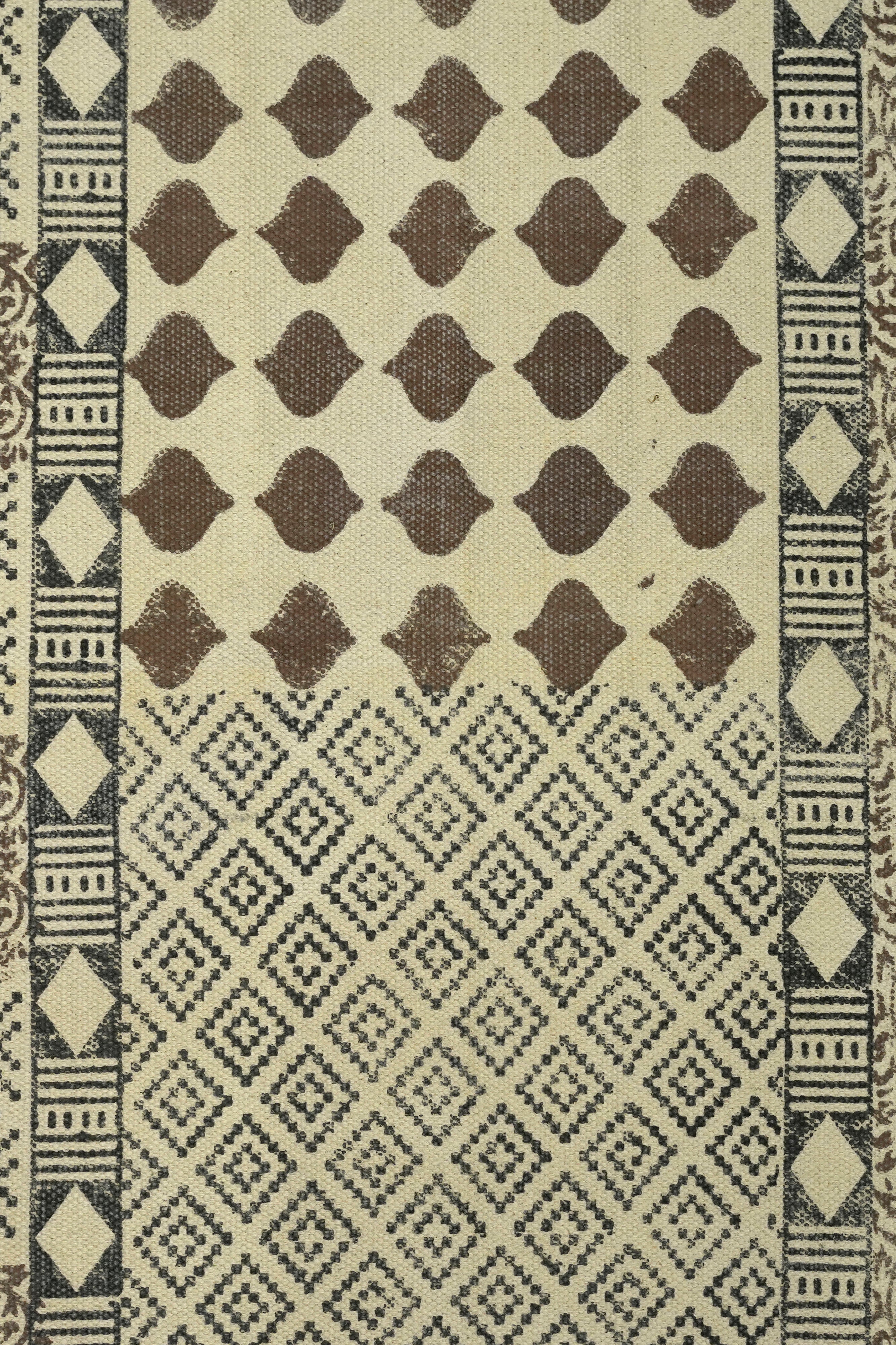 Patchwork Geometric Printed Jute Rug