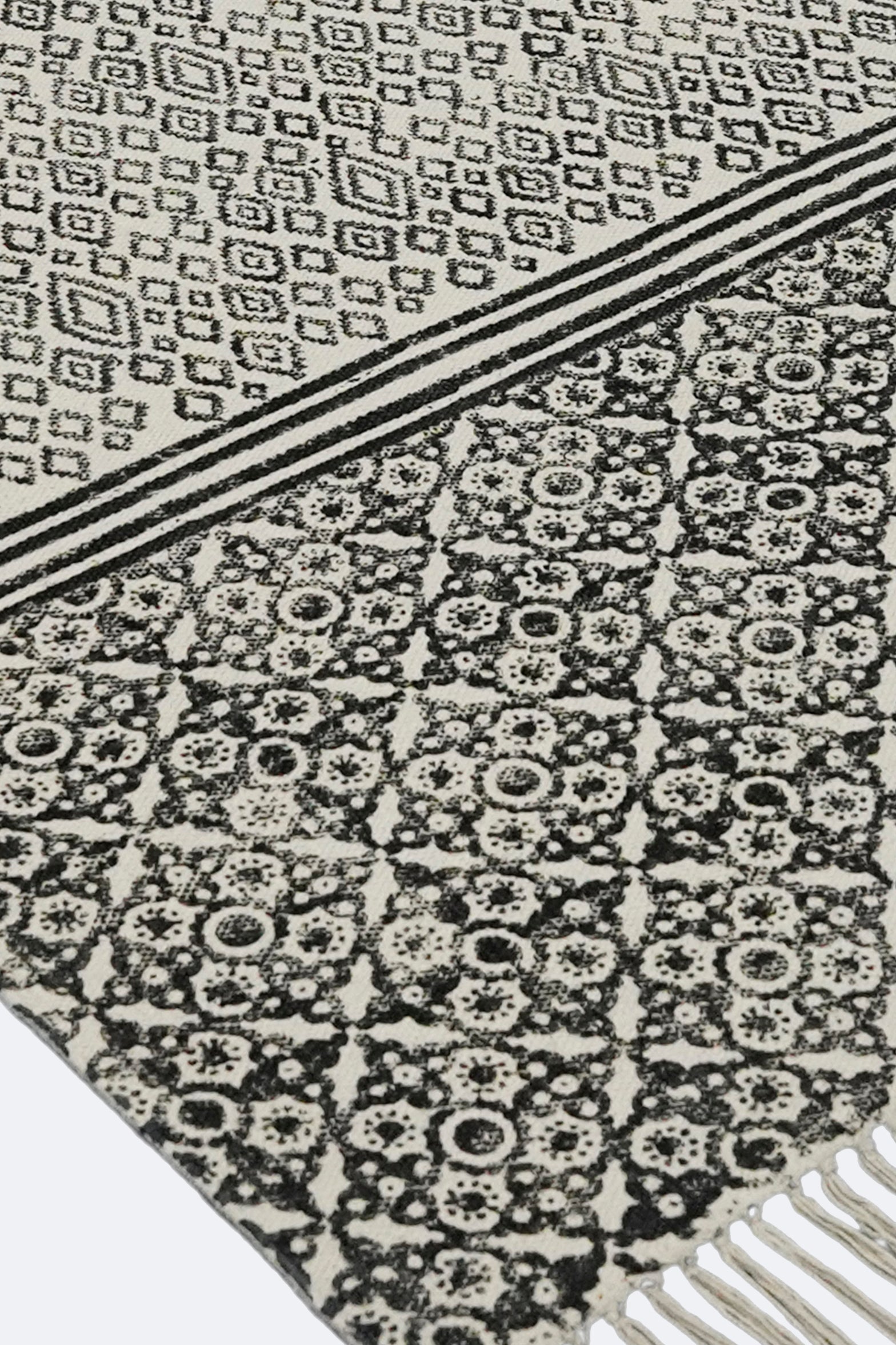 Layered Monochrome Patterned Jute Rug