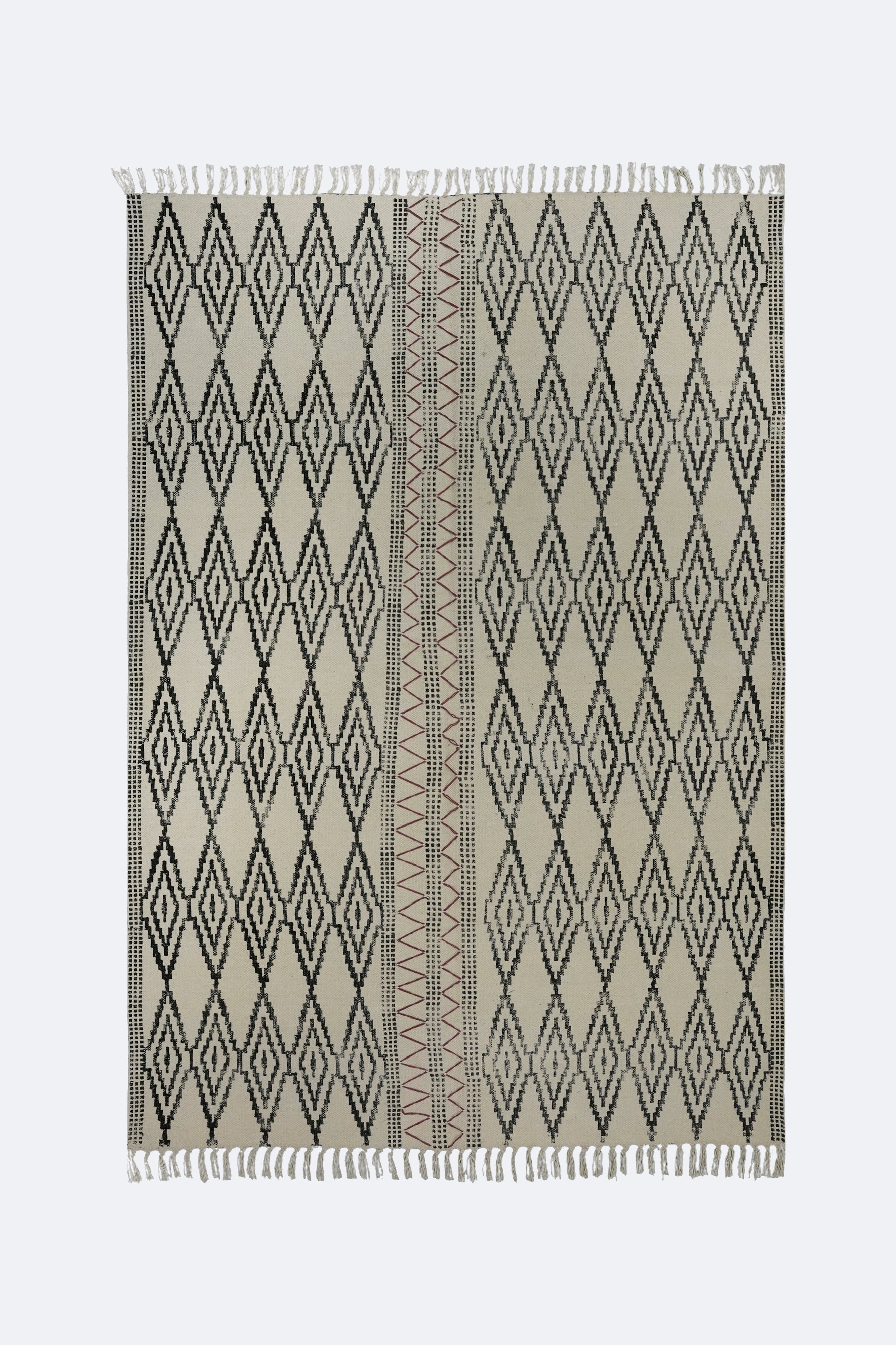 Linear Diamond Tribal Printed Jute Rug