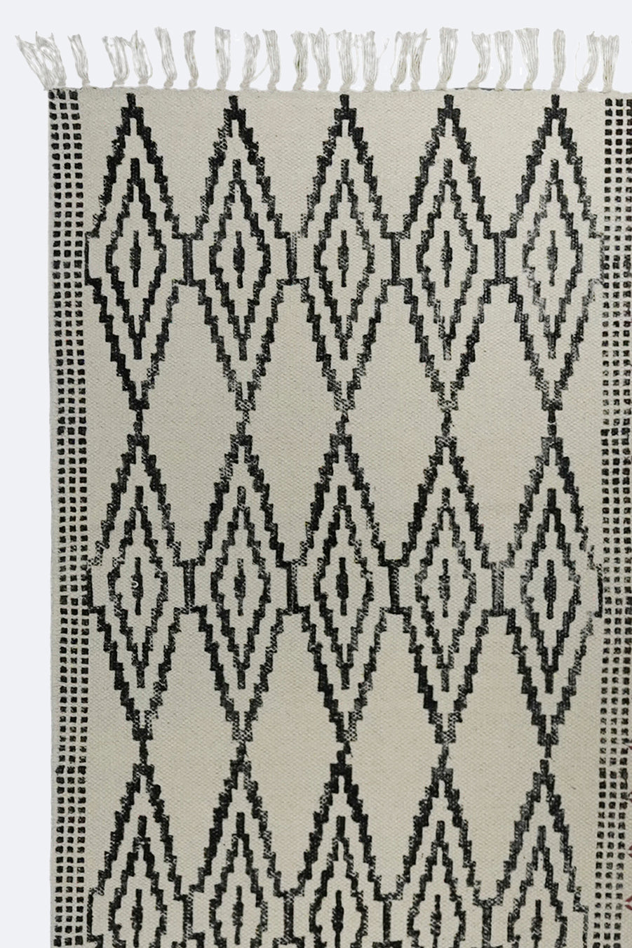 Linear Diamond Tribal Printed Jute Rug