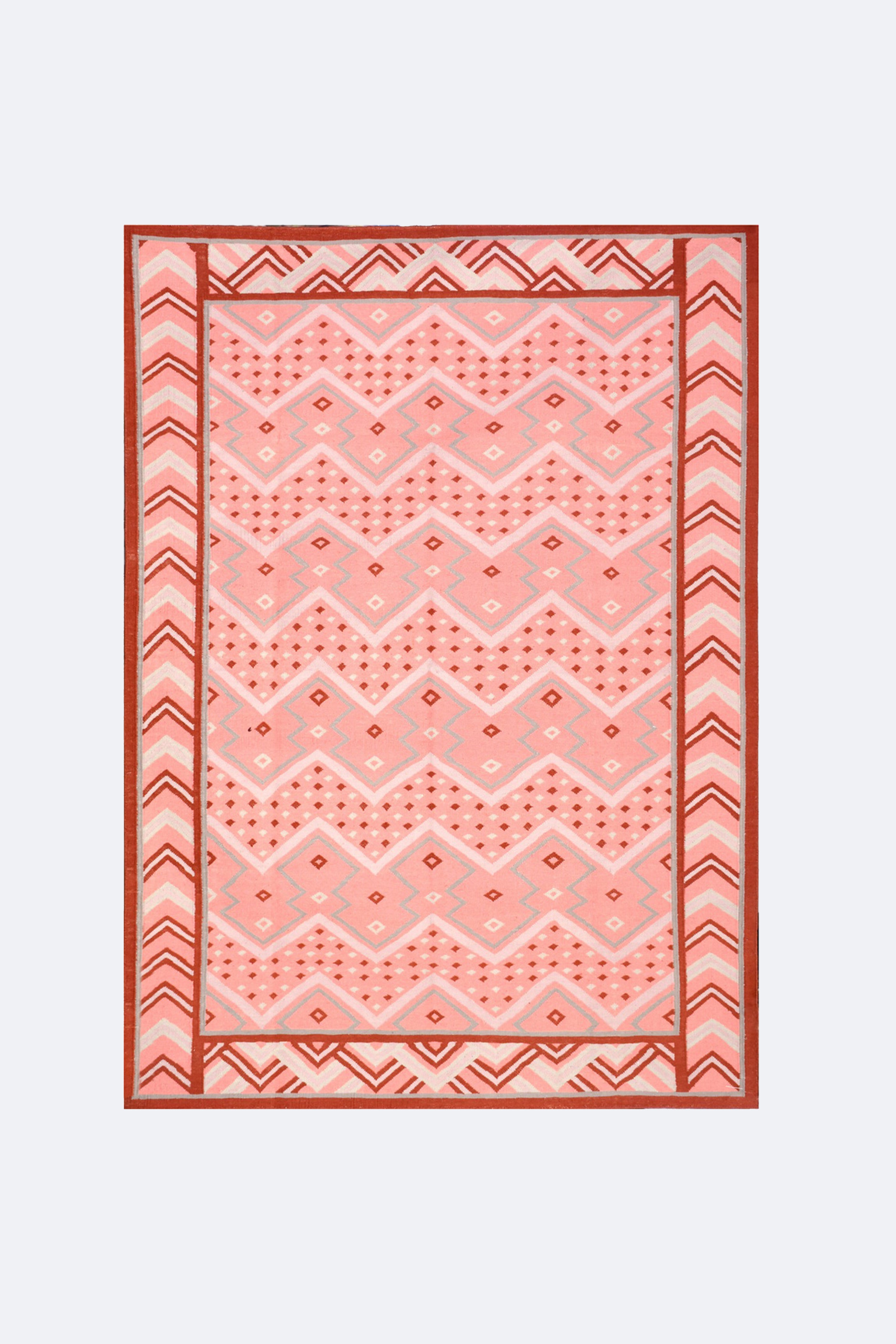 Boho Chevron Pink Reversible Woolen Rug