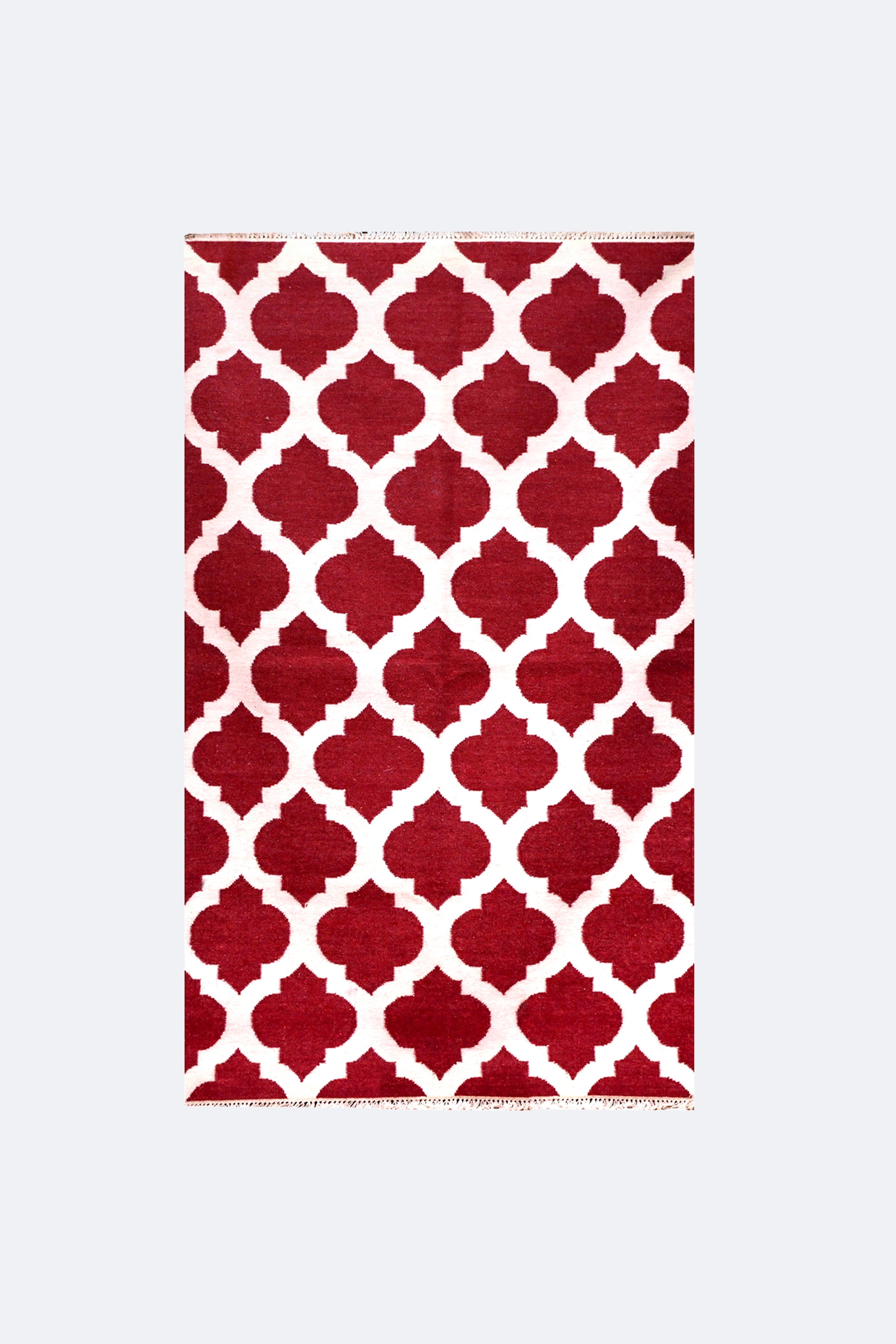 Red Ogee Reversible Woolen Rug