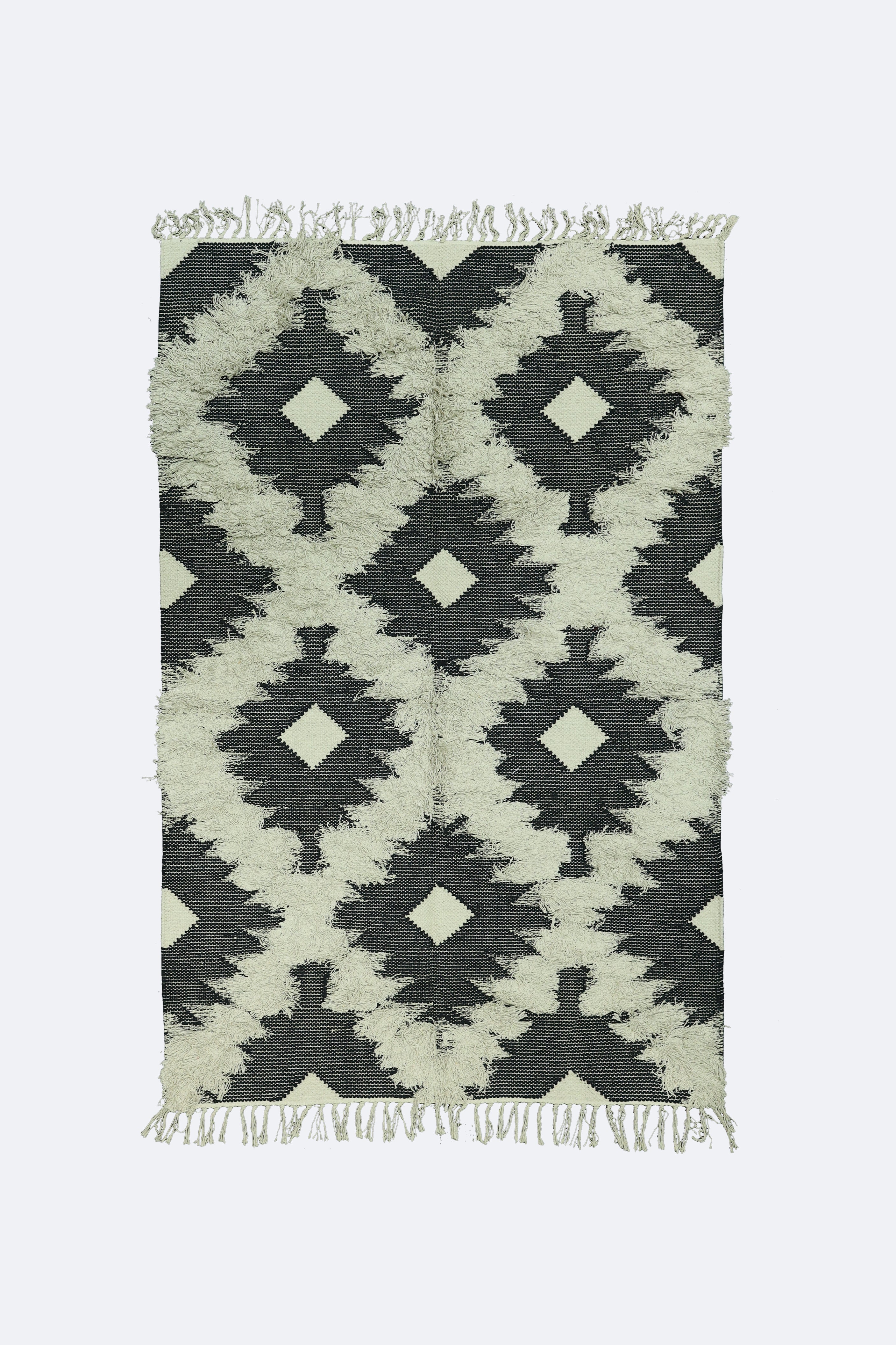Nomad Crest Handmade Cotton Moroccan Pile Rug