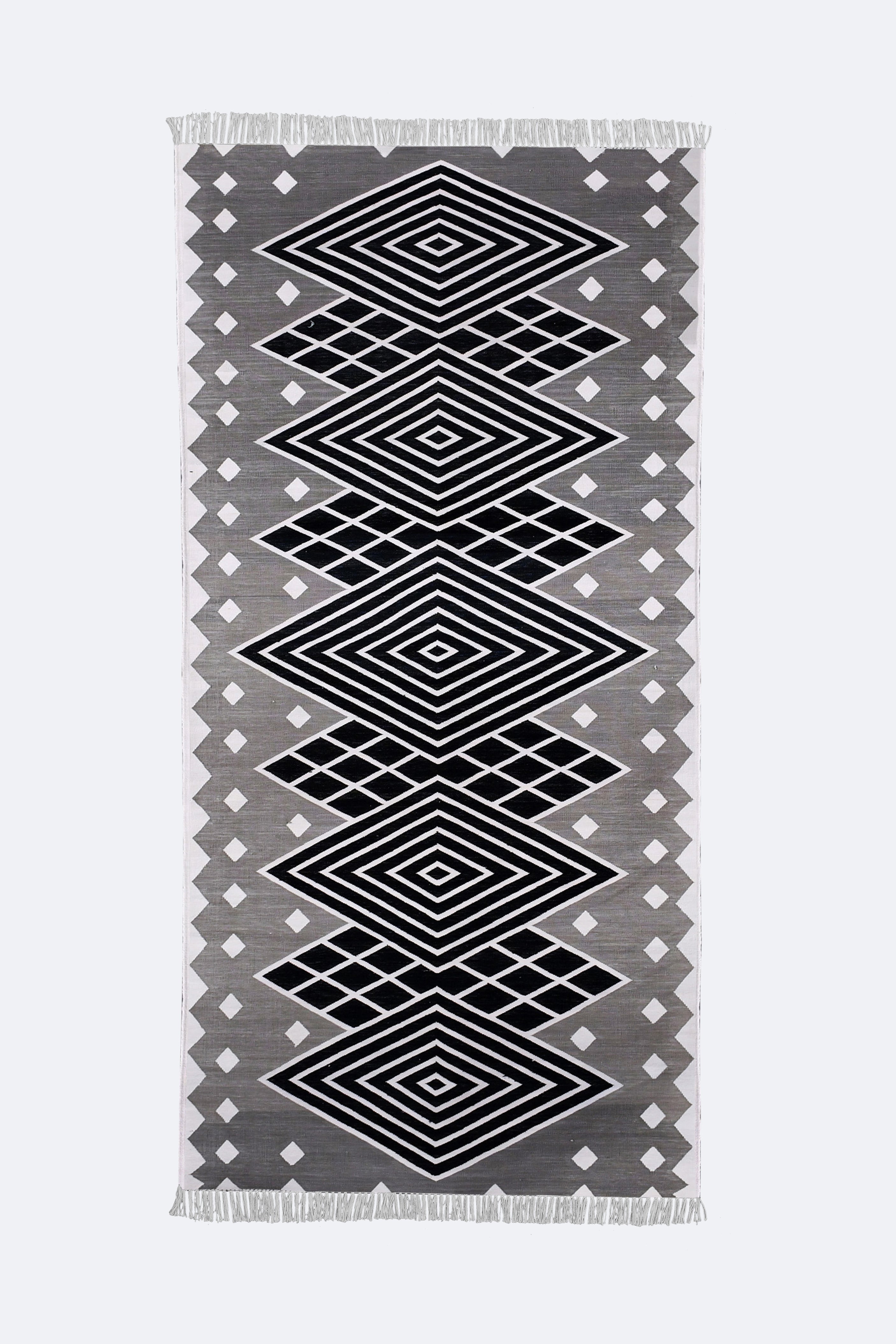 Monochrome Diamond Handwoven Cotton Runner