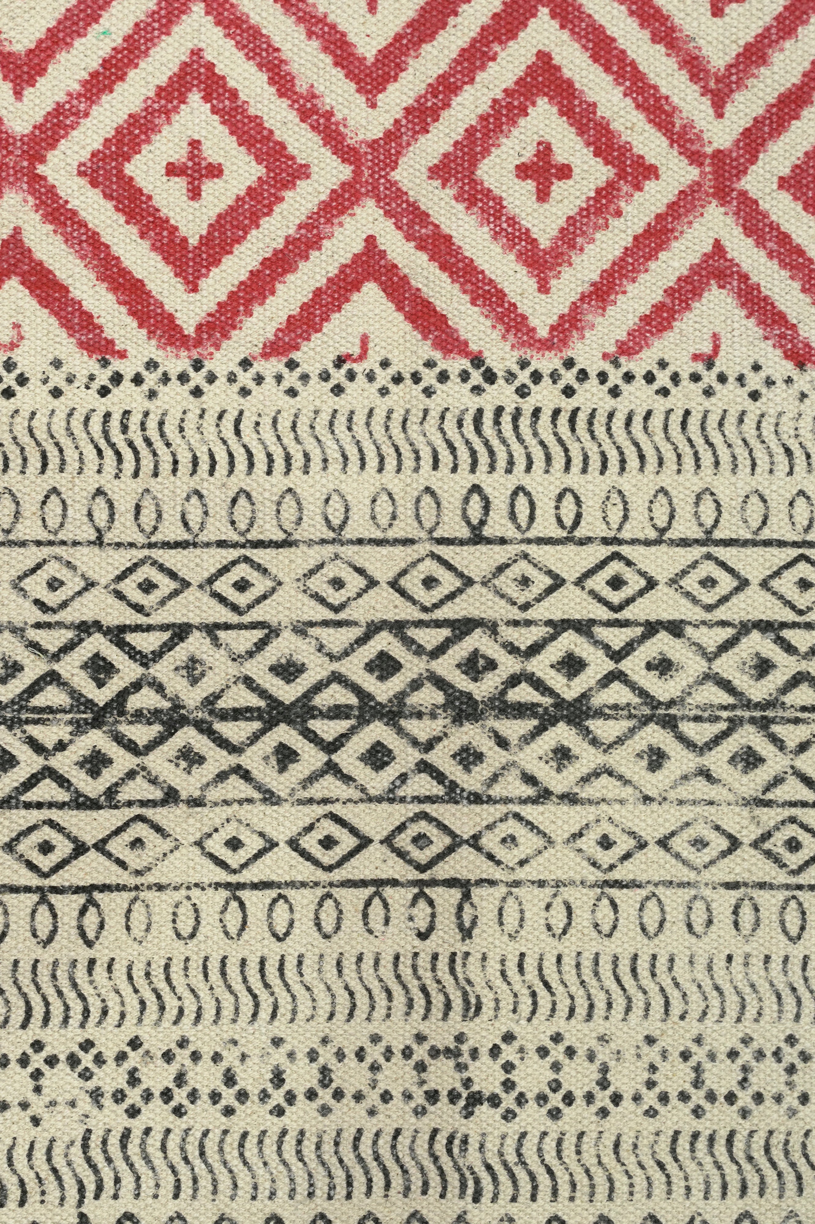 Crimson Diamond Handblock Rug