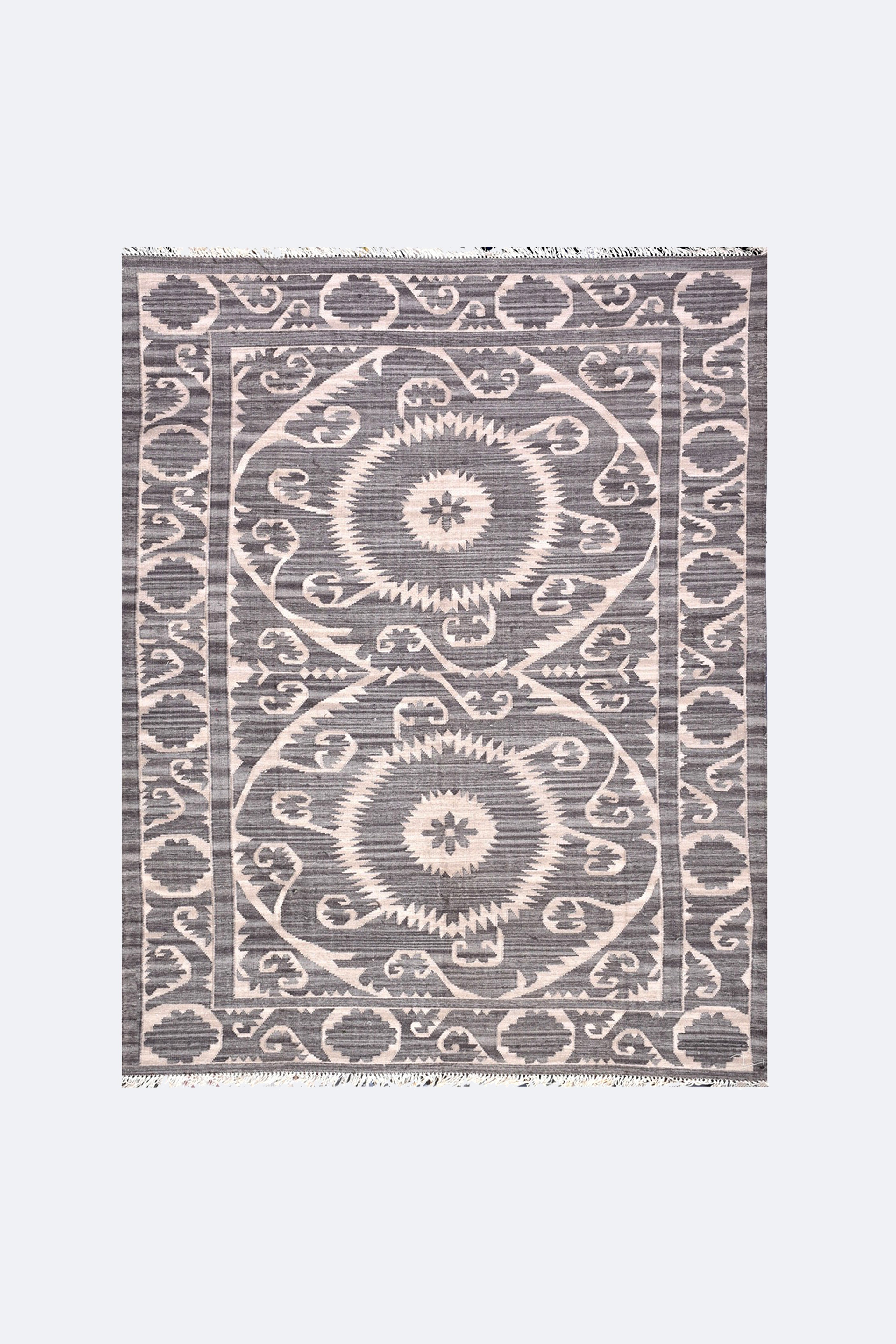 Modern Suzani Handwovene Reversible Woolen Rug