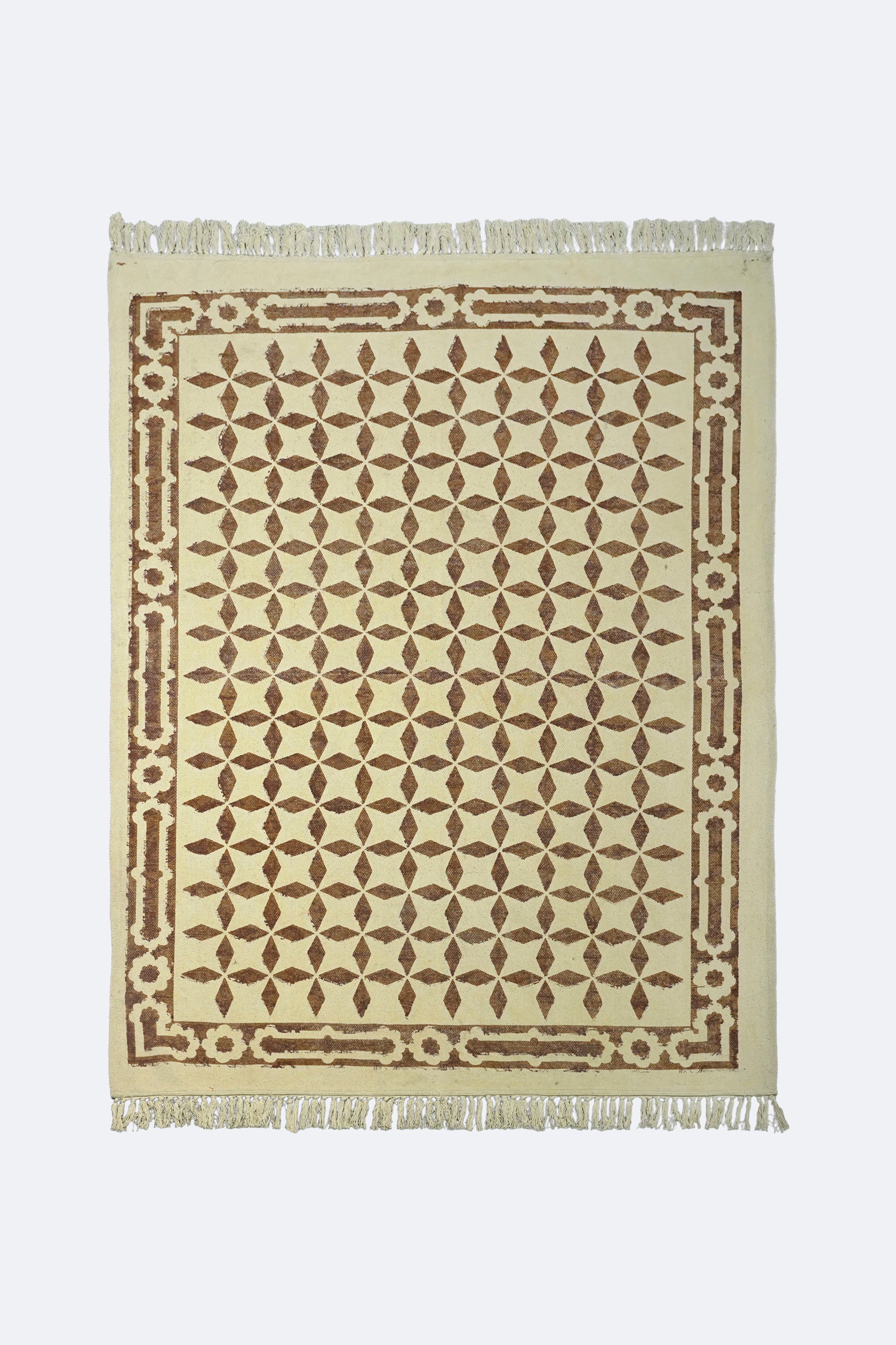 Terracotta Star Tile Printed Jute Rug