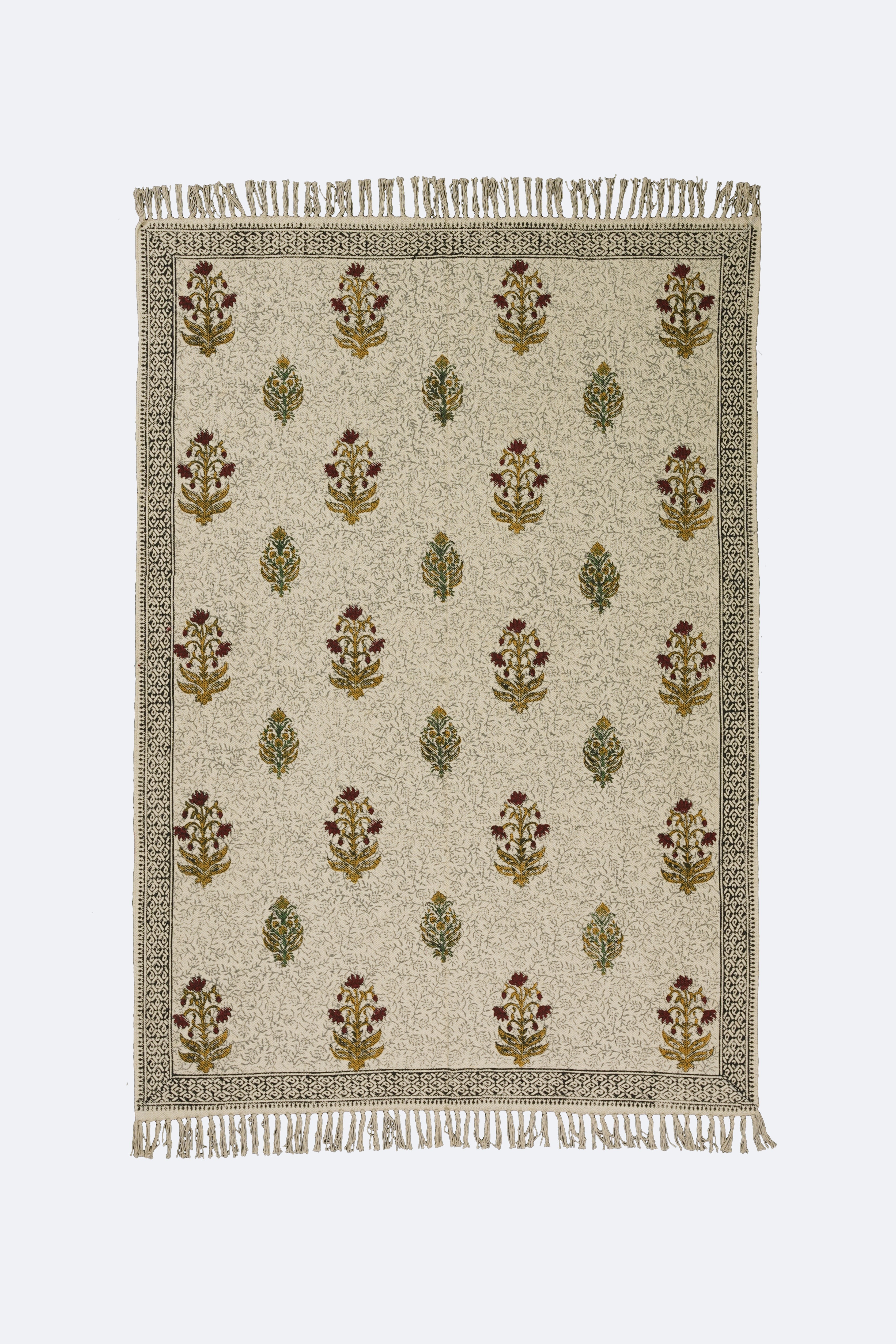 Mughal Tree Block Printed Cotton Rug