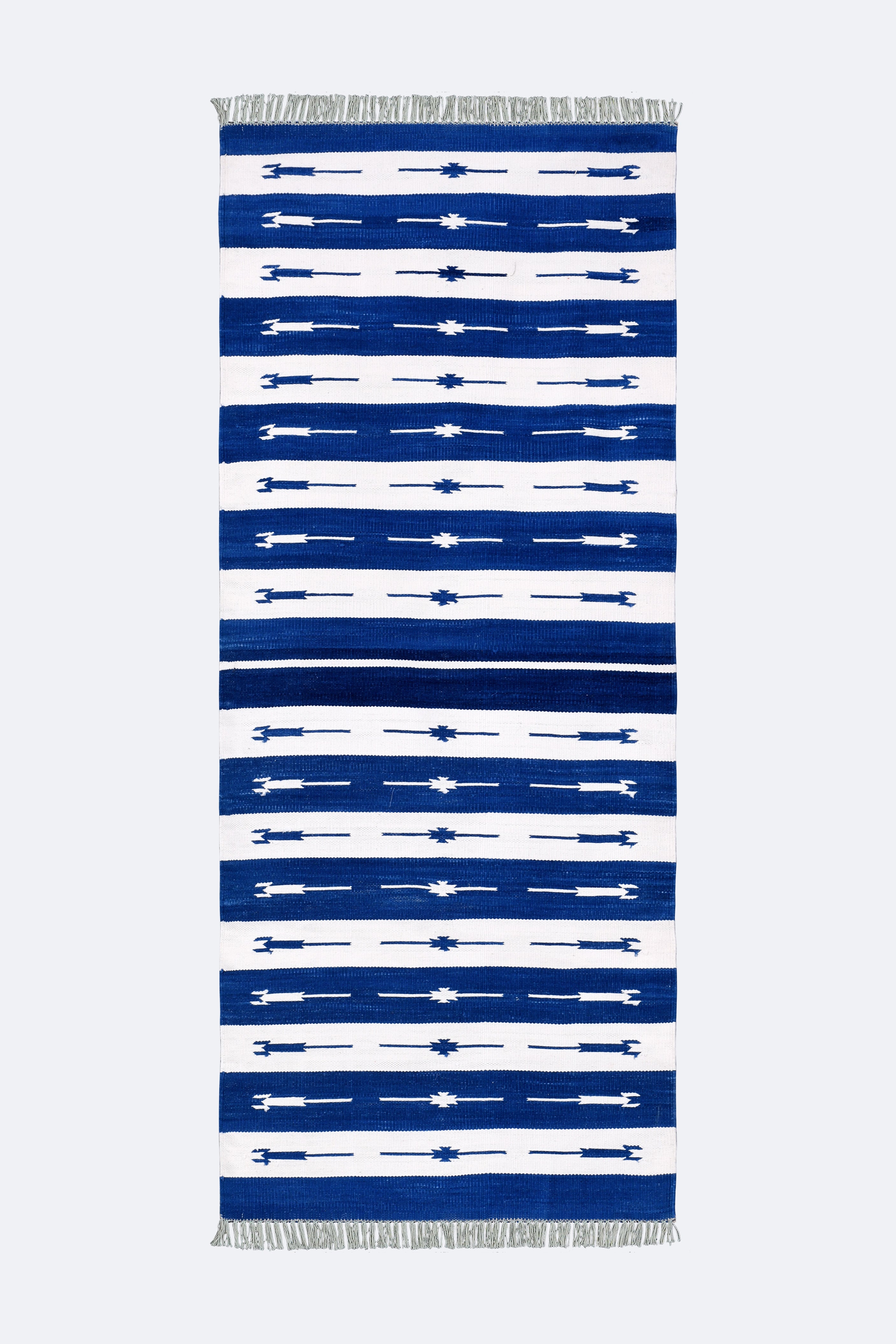 Indigo Arrow Handwoven Cotton Runner