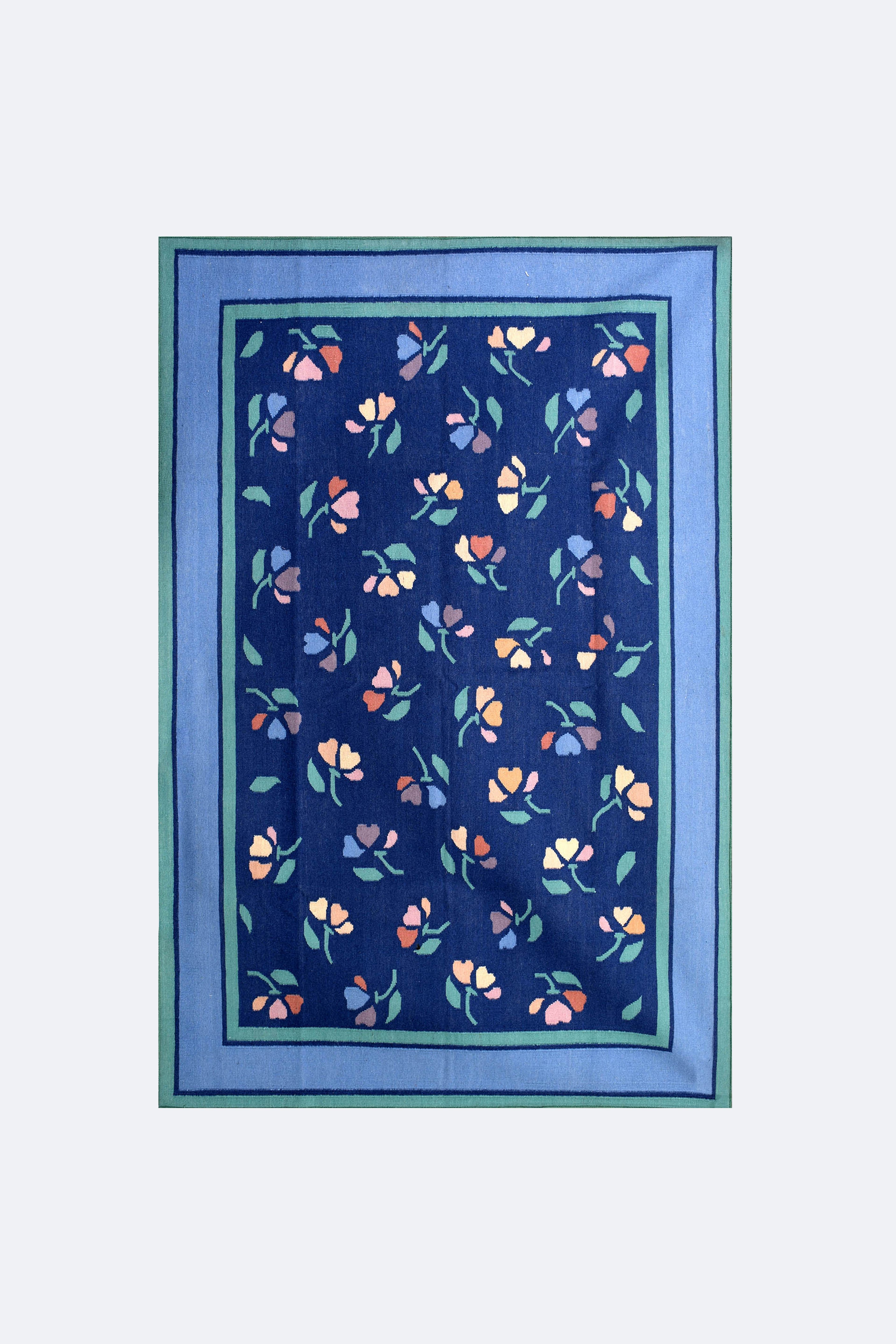 Midnight Bloom Handwoven Reversible Wool Rug