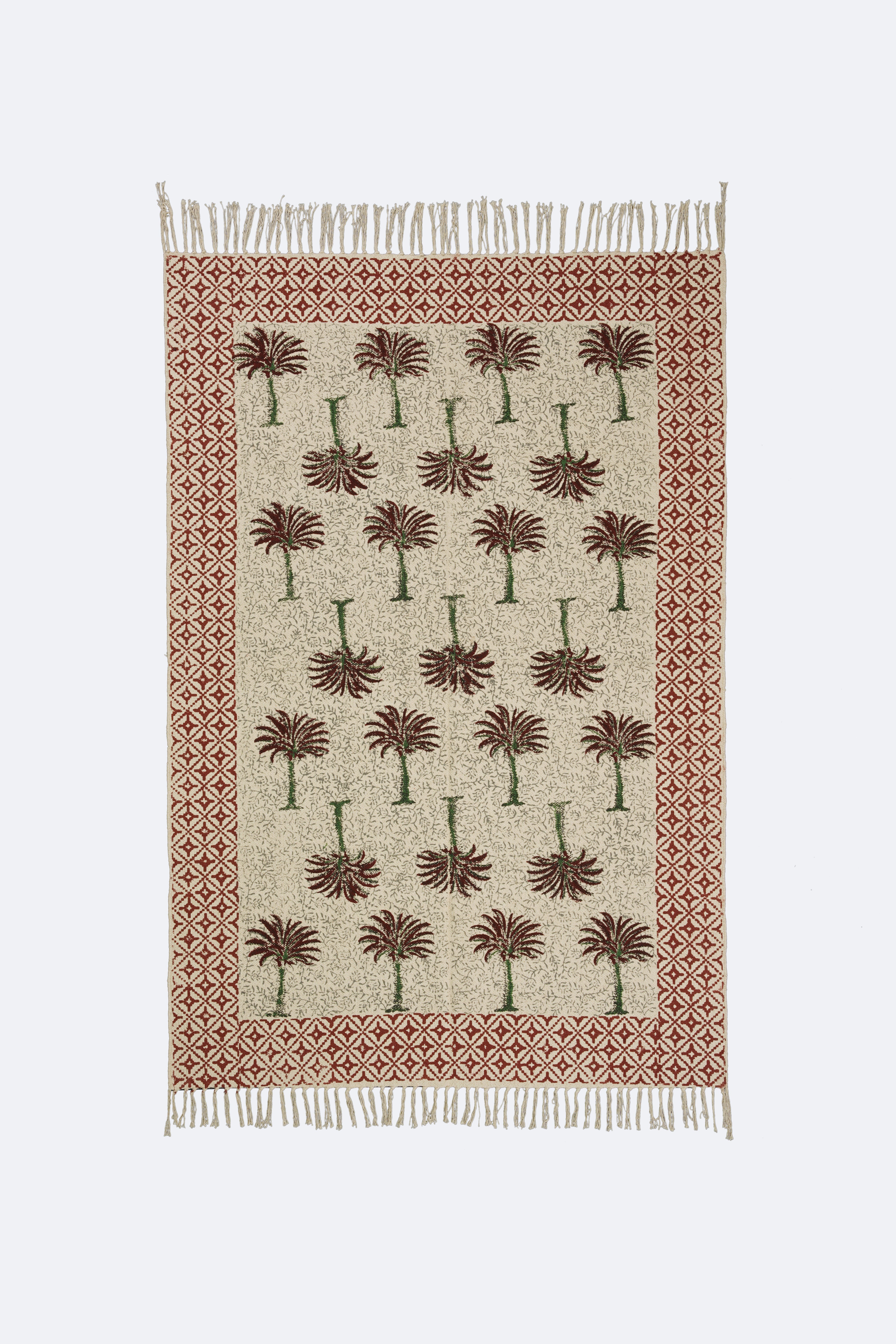 Terracotta Palm Block Printed Rug