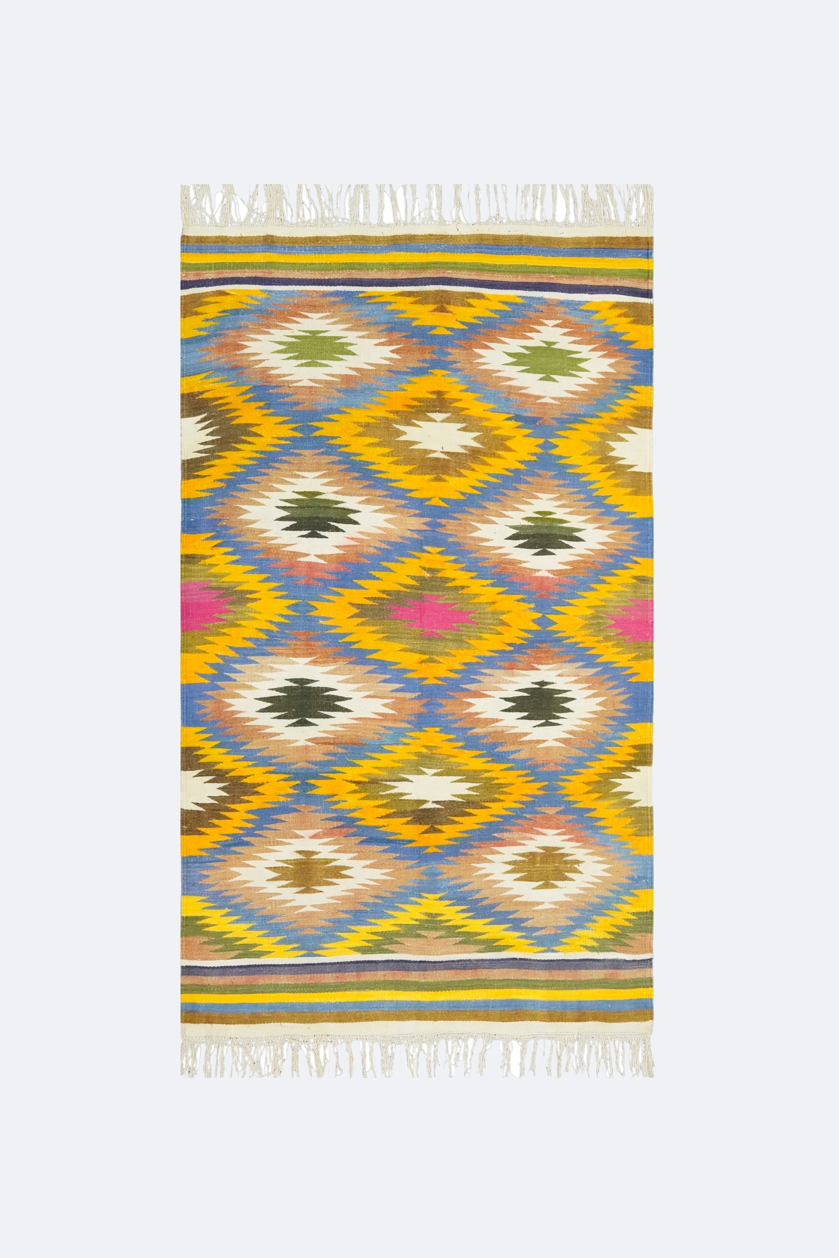 Vibrant Multi-Color Ikat Punjabi Dhurrie