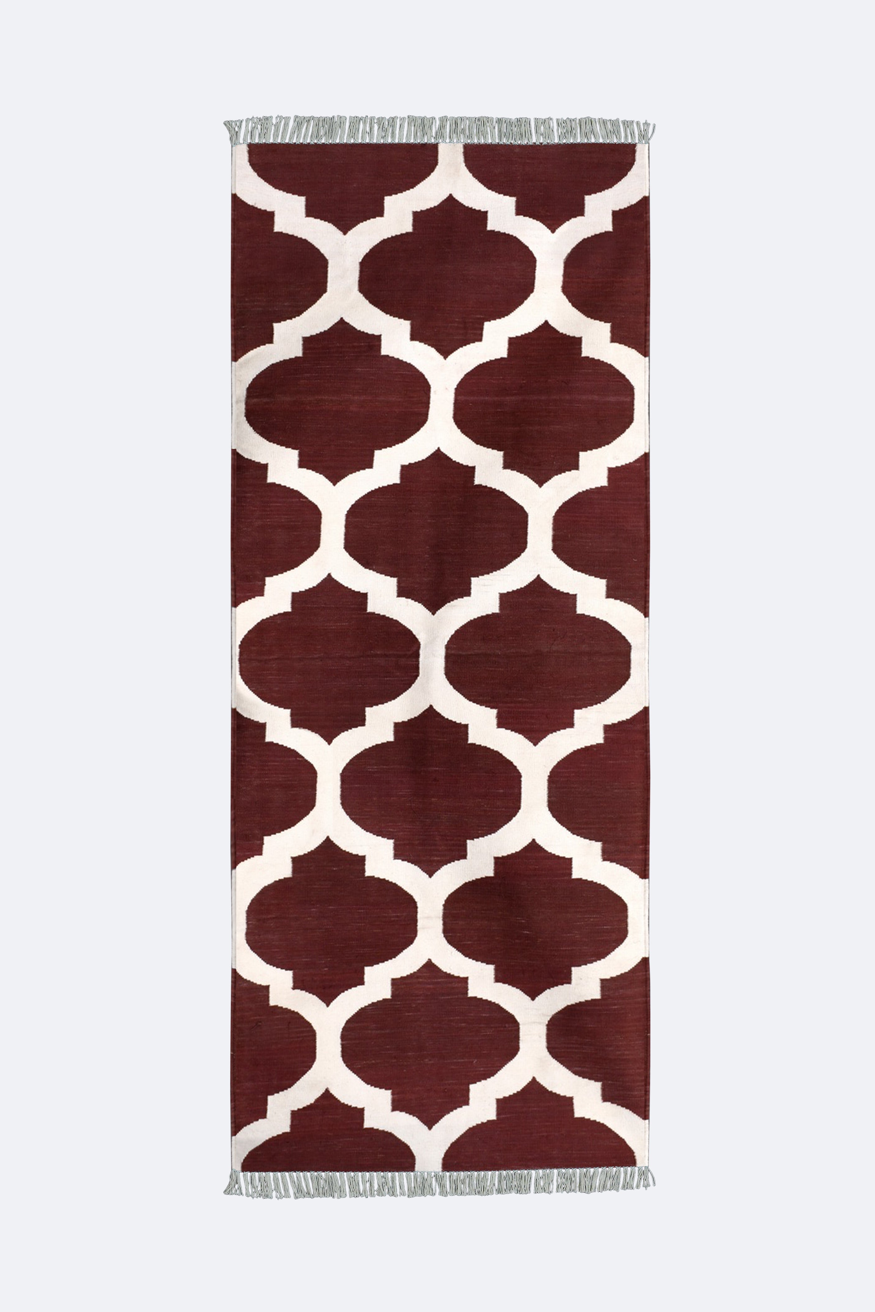 Crimson Trellis Handwoven Cotton Runner