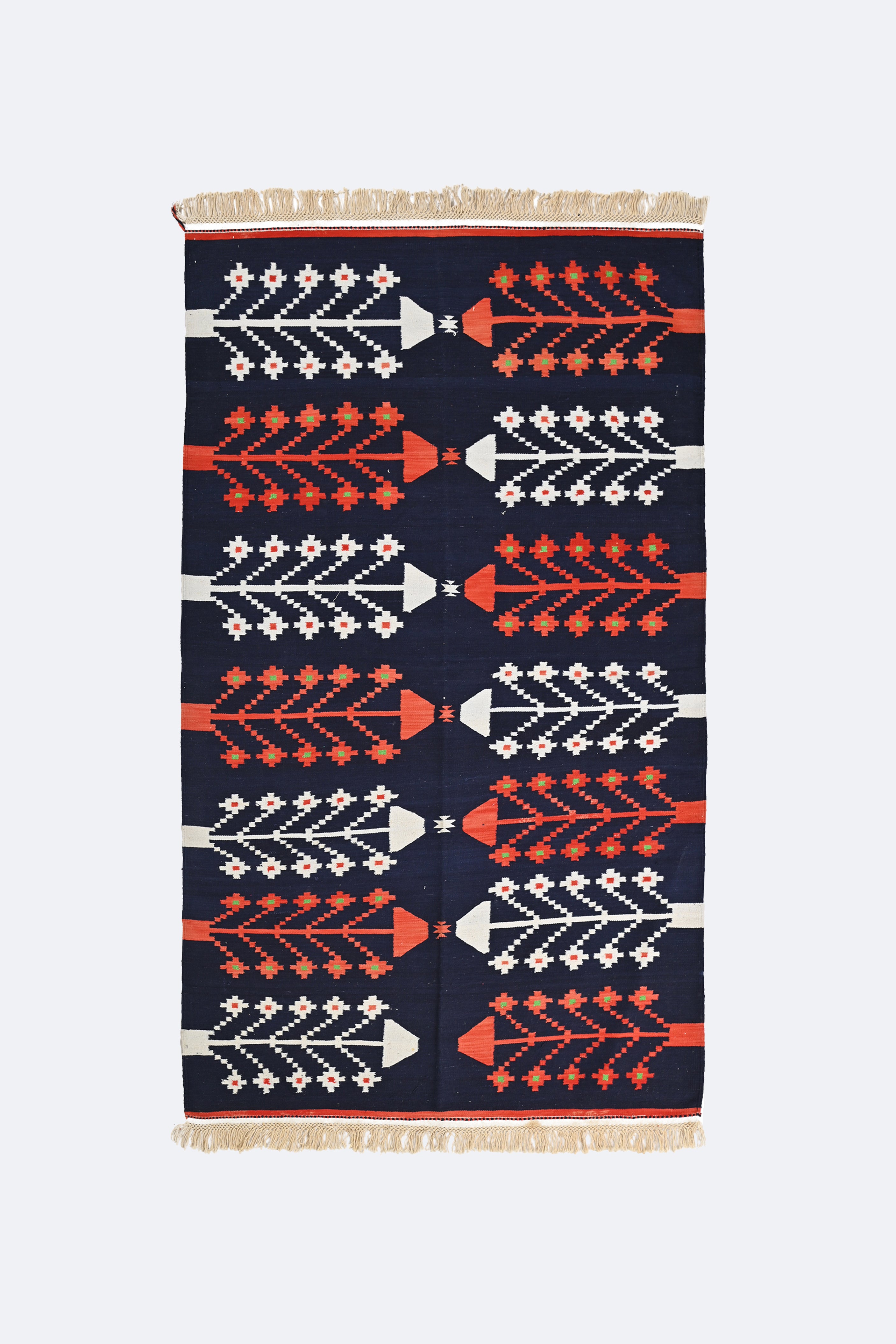 Midnight Flora Punjabi Dhurrie