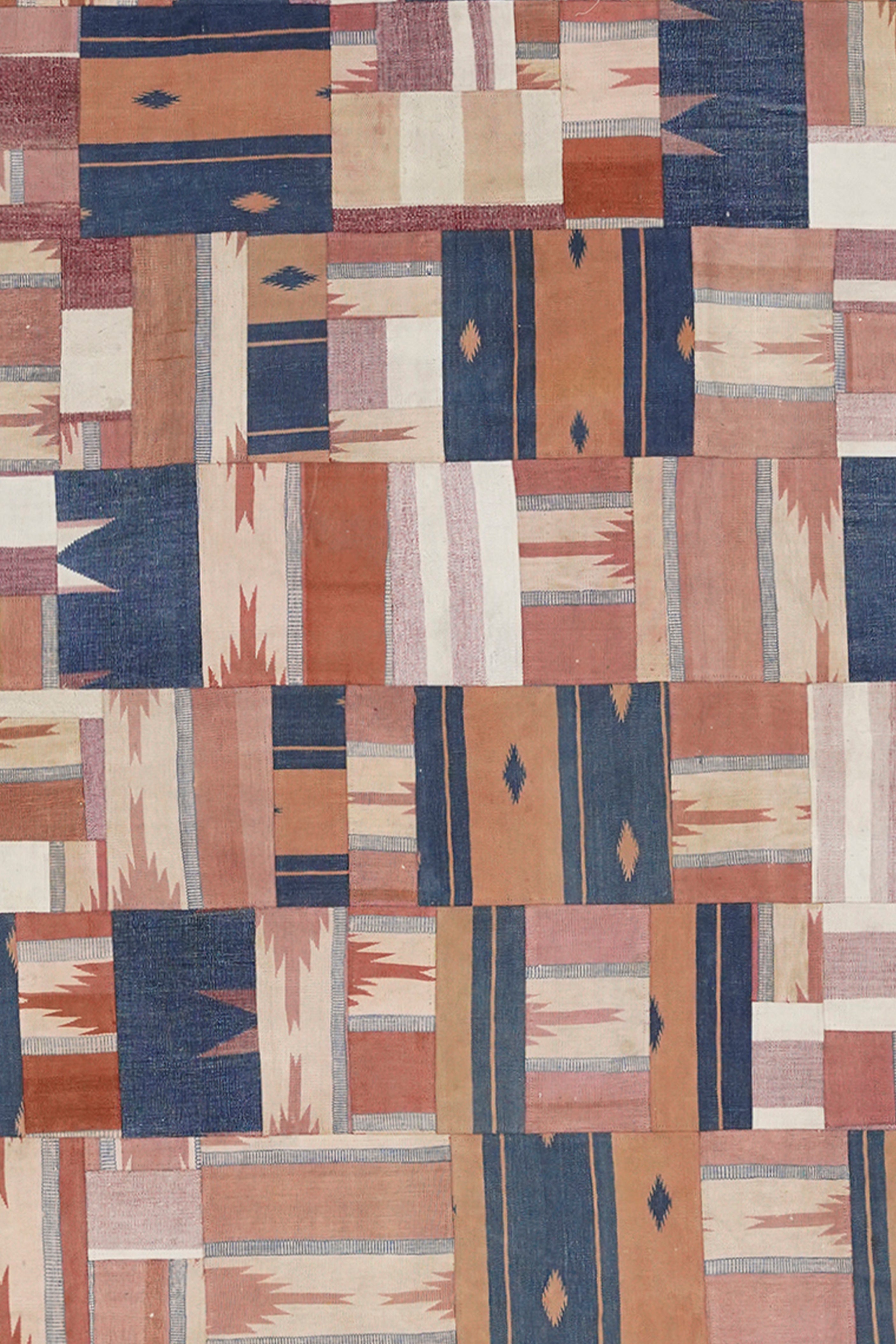 Abstract Geometric Patchwork Stripe Rug