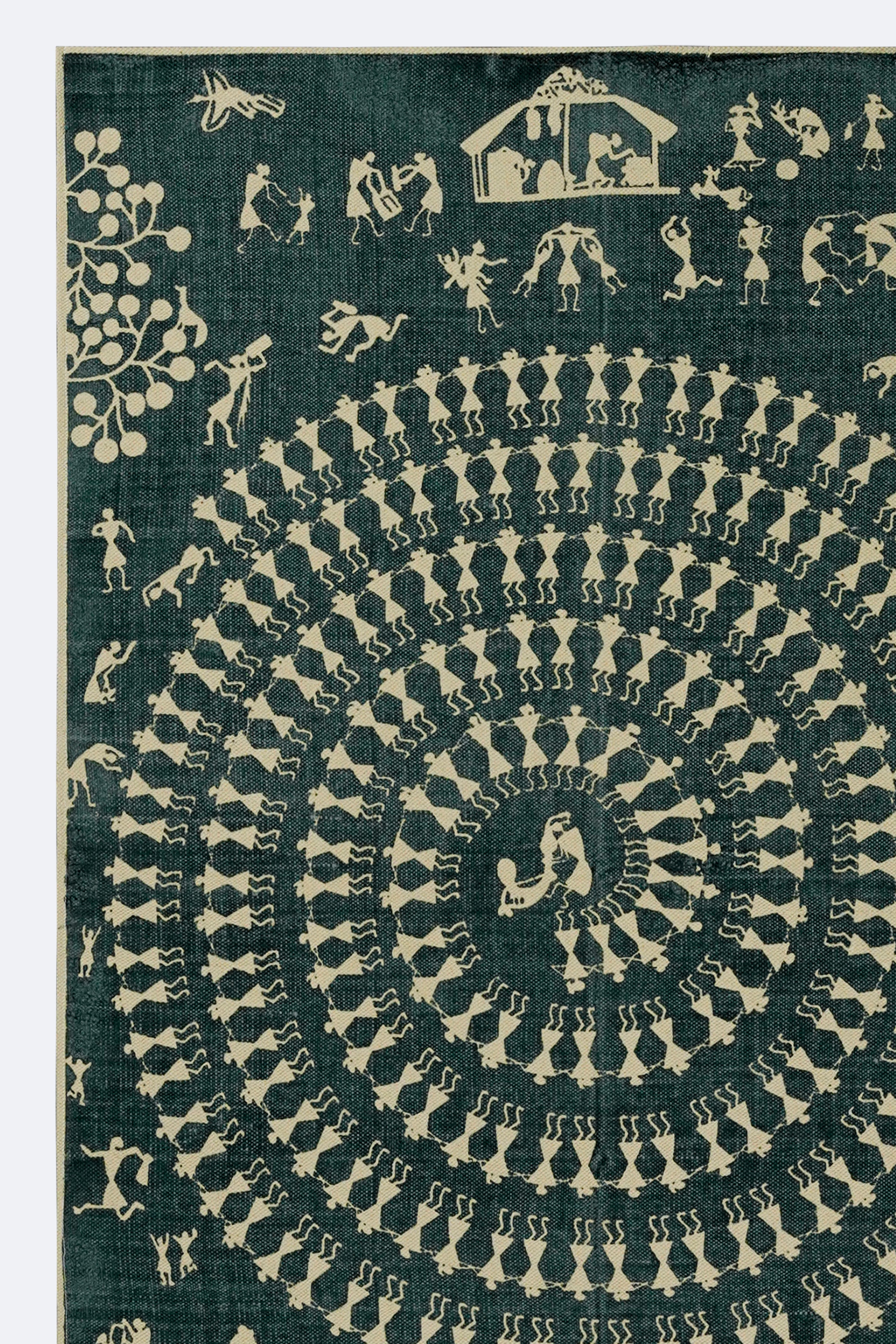 Tribal Circle Screen Printed Rug – Blue