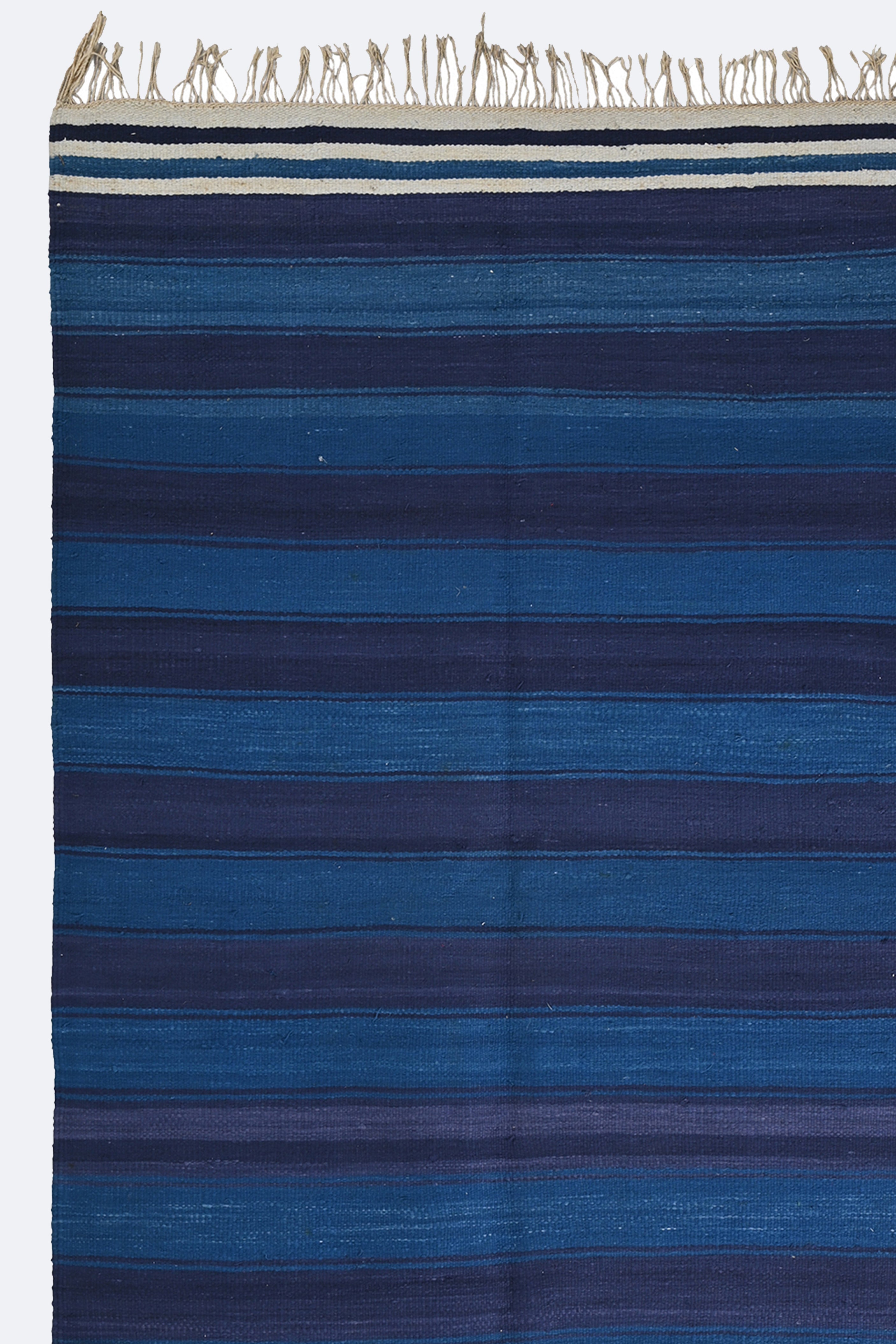 Deep Indigo Striped Punjabi Dhurrie