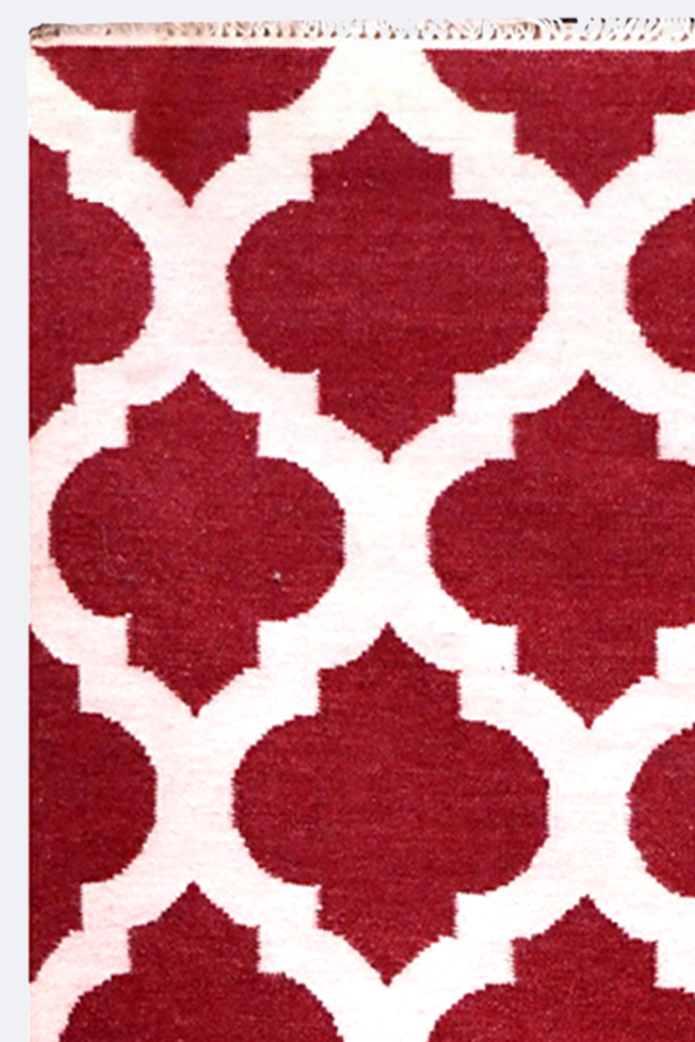 Red Ogee Reversible Woolen Rug