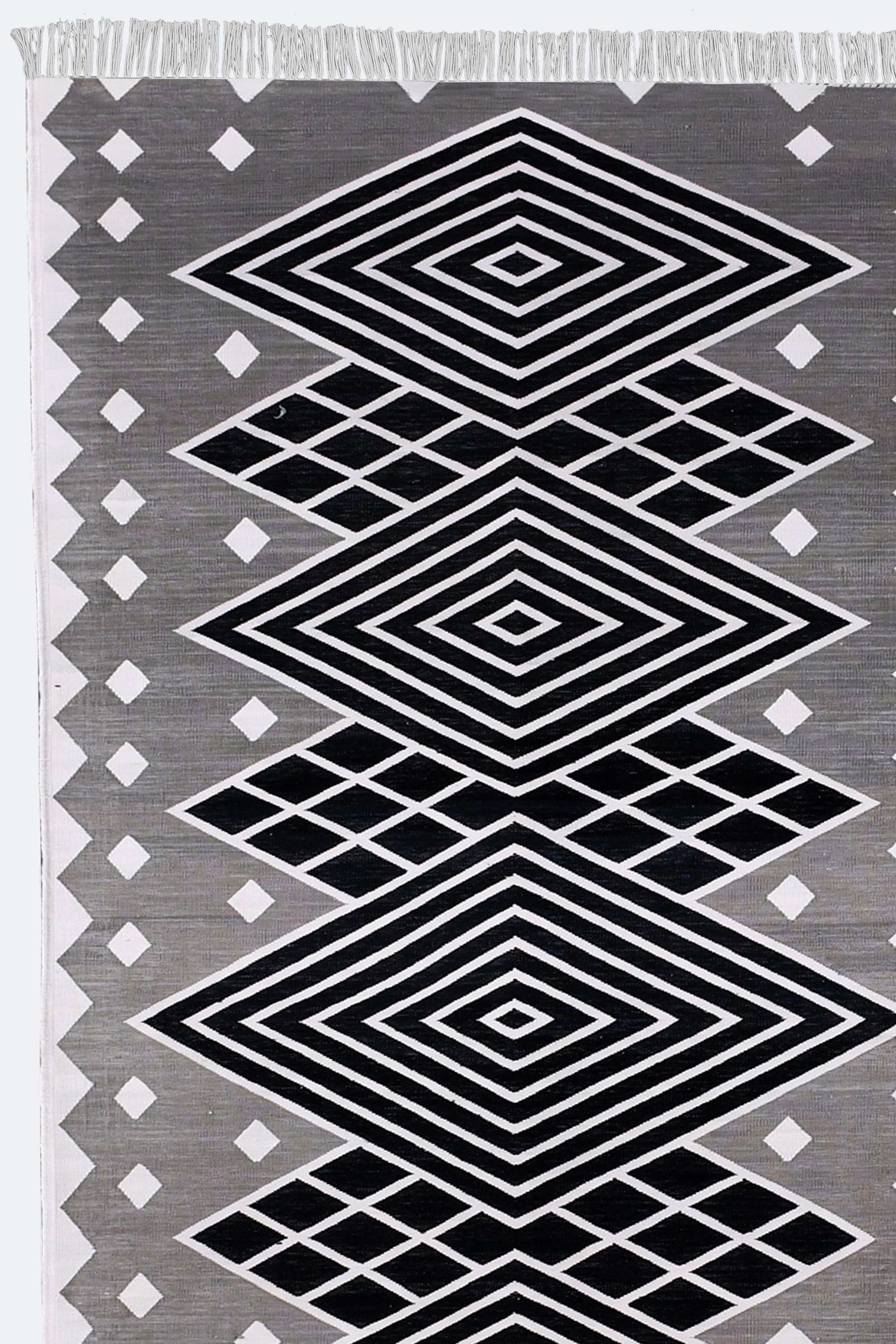 Monochrome Diamond Handwoven Cotton Runner