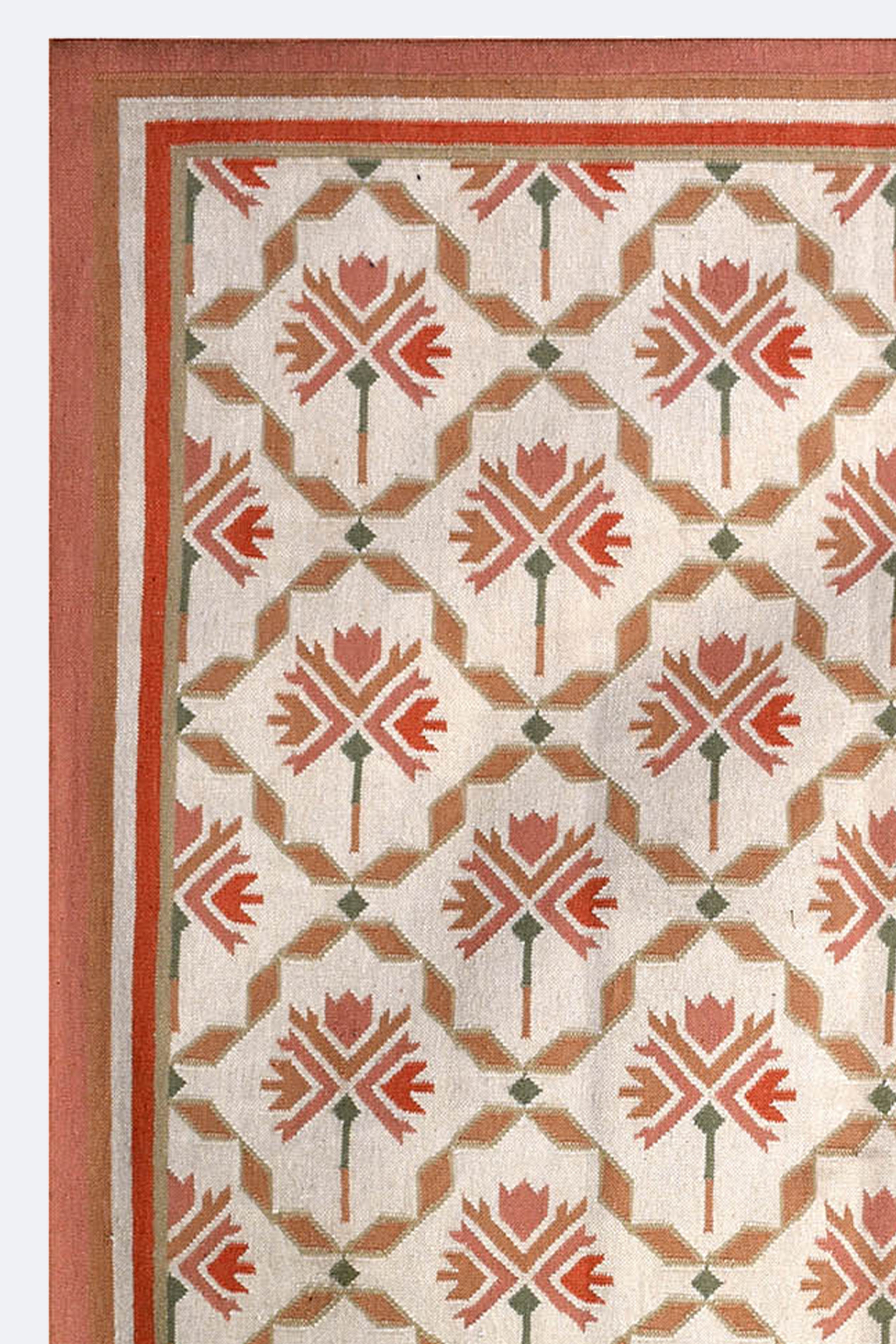 Geometric Floral Reversible Wool Rug