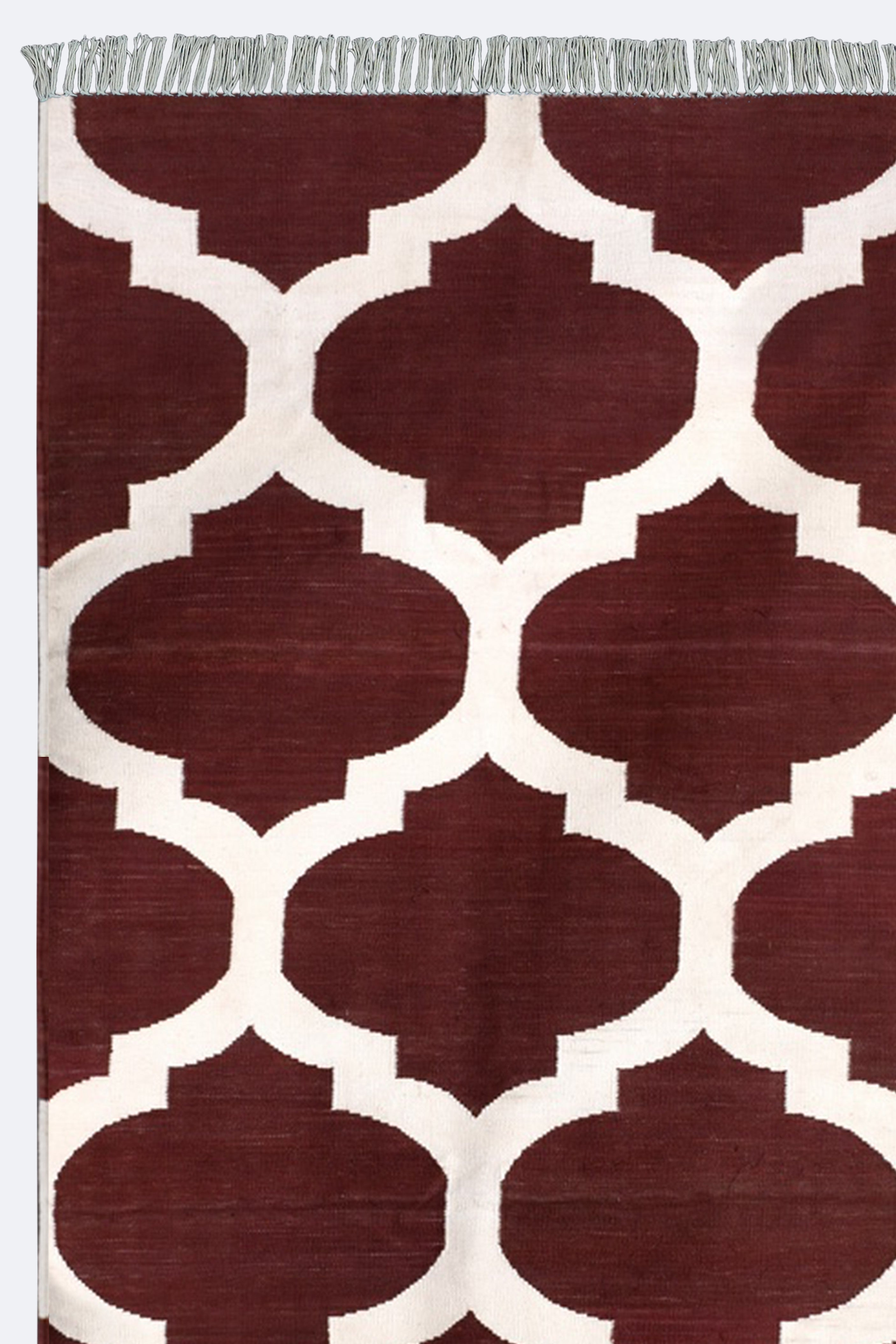 Crimson Trellis Handwoven Cotton Runner