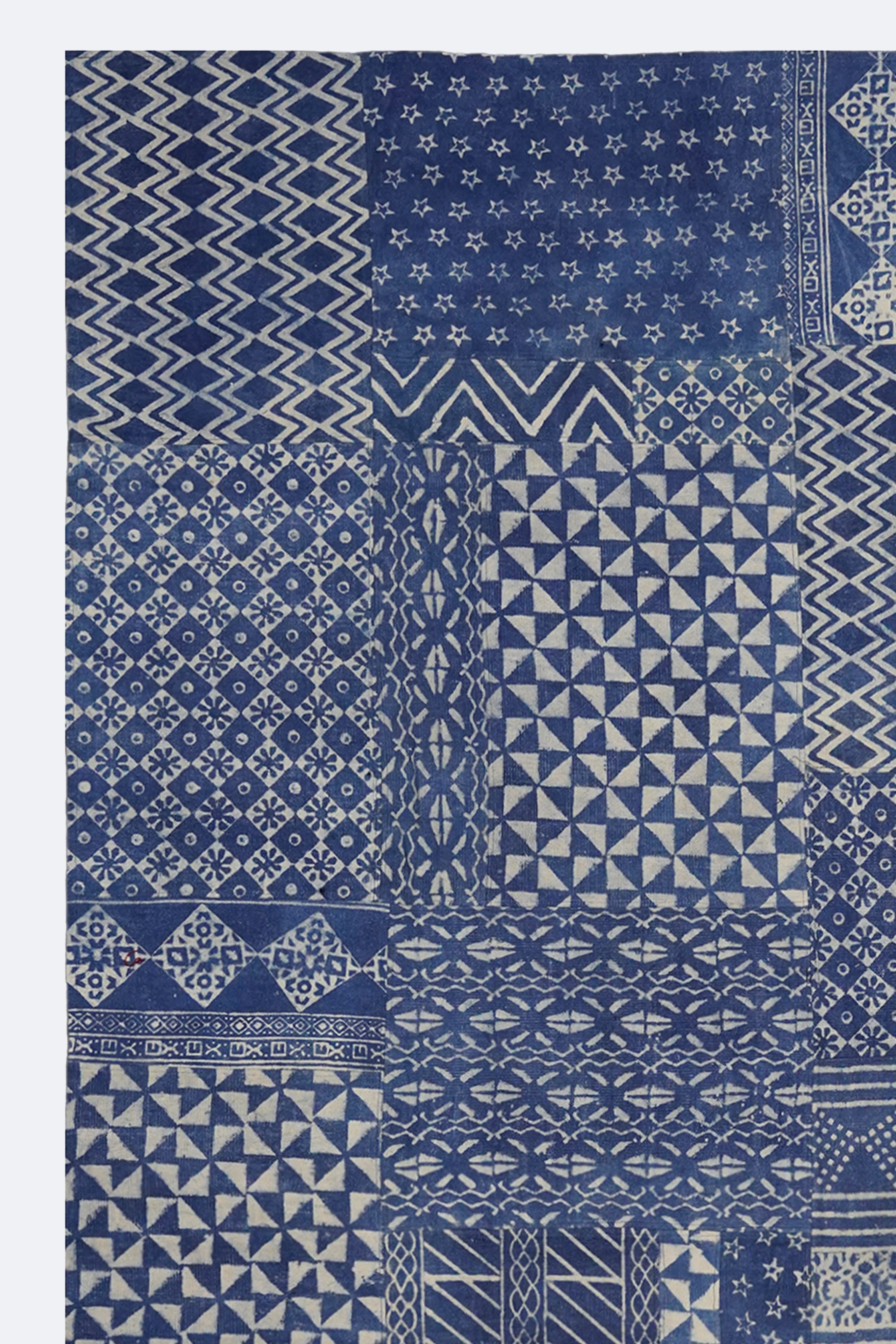 Lattice Handwoven Indigo Patchwork Rug