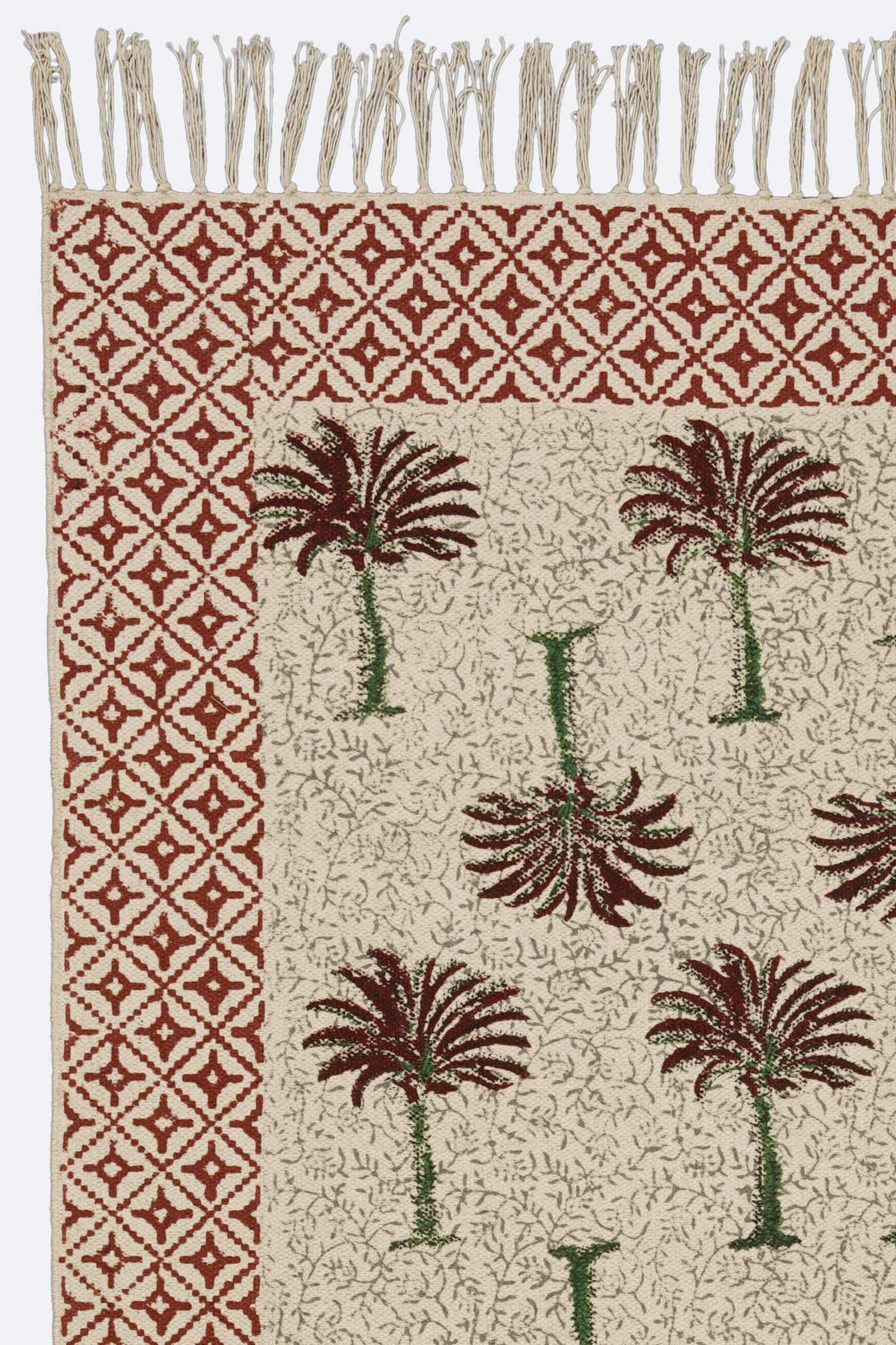 Terracotta Palm Block Printed Rug