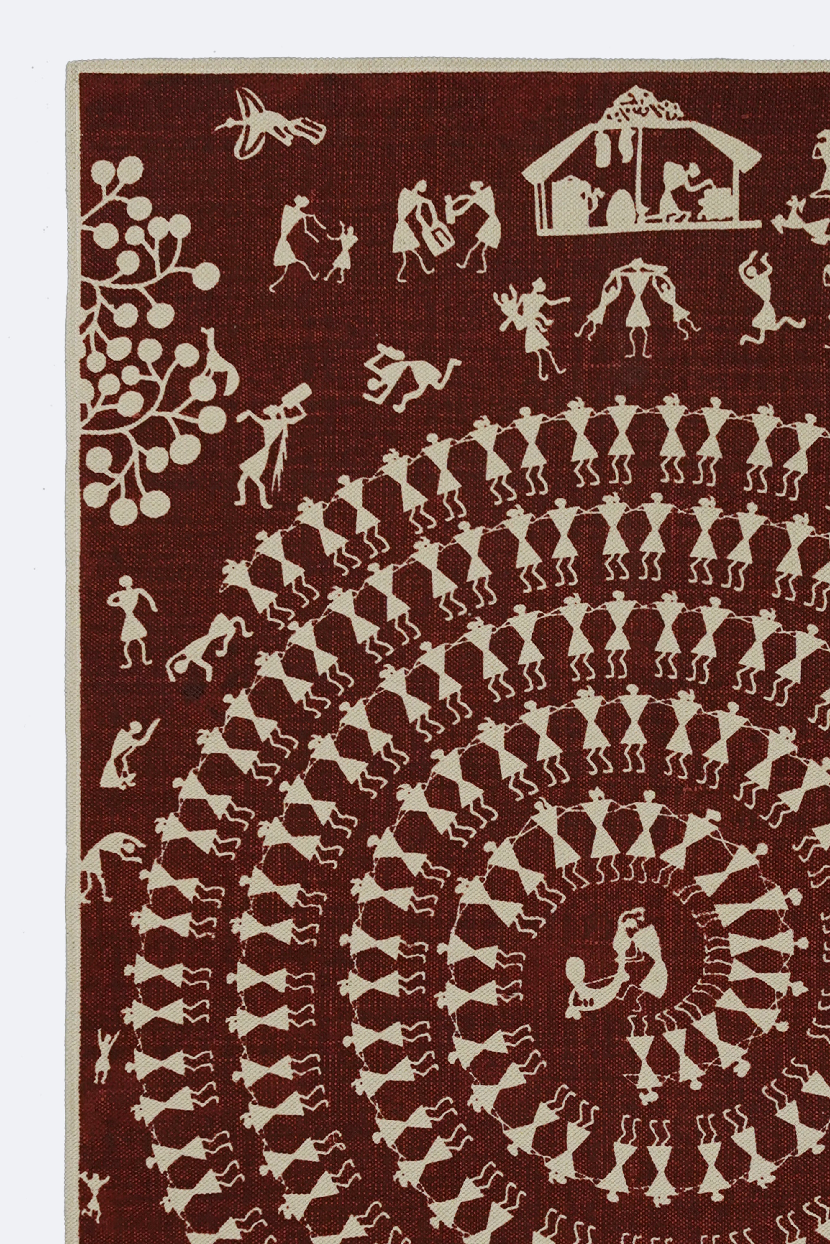 Tribal Circle Screen Printed Rug – Rust