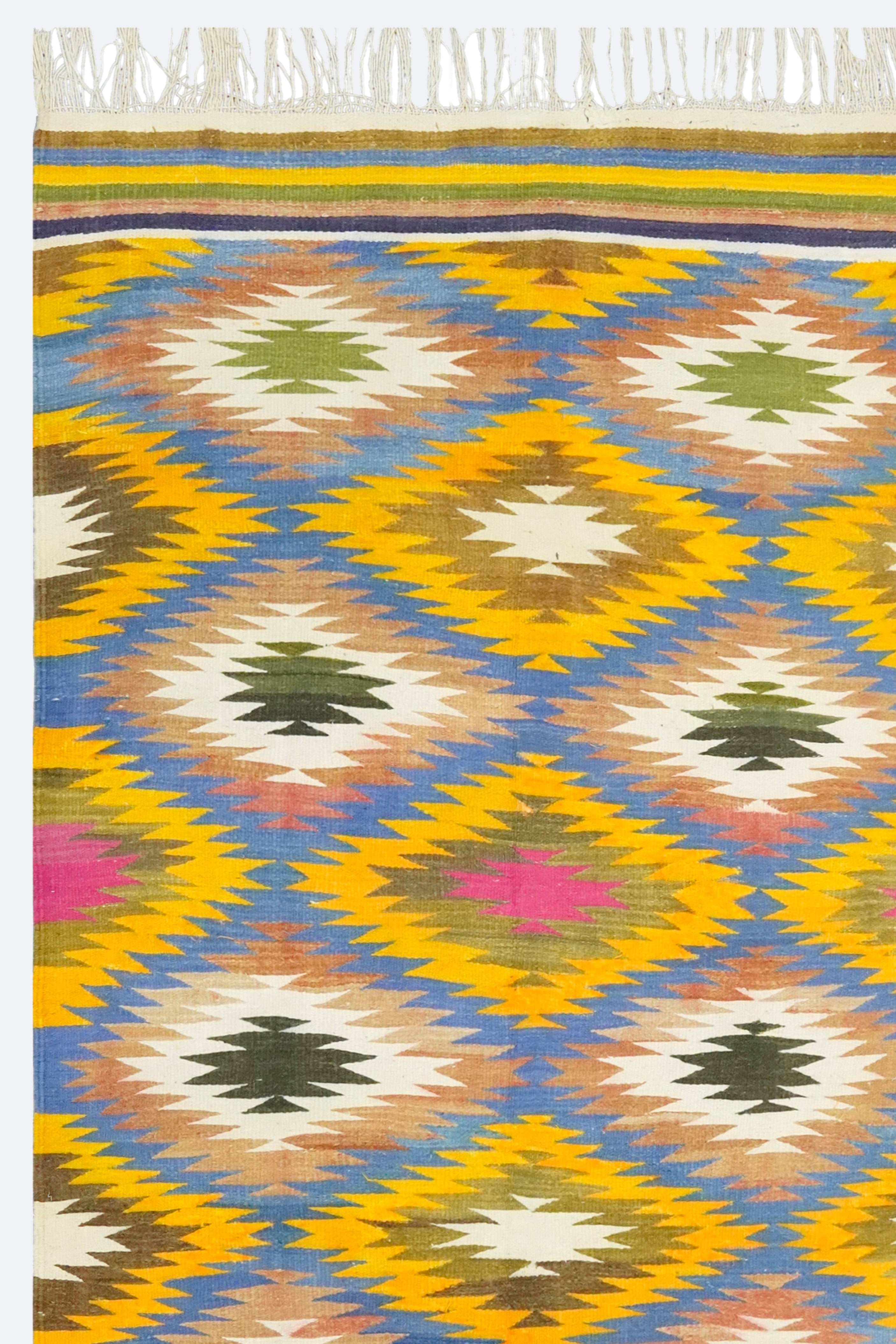 Vibrant Multi-Color Ikat Punjabi Dhurrie