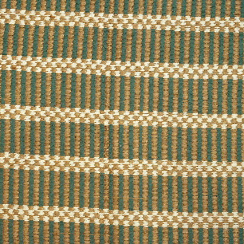Linear striped Jute Rug for Home - Biege and Olive Green