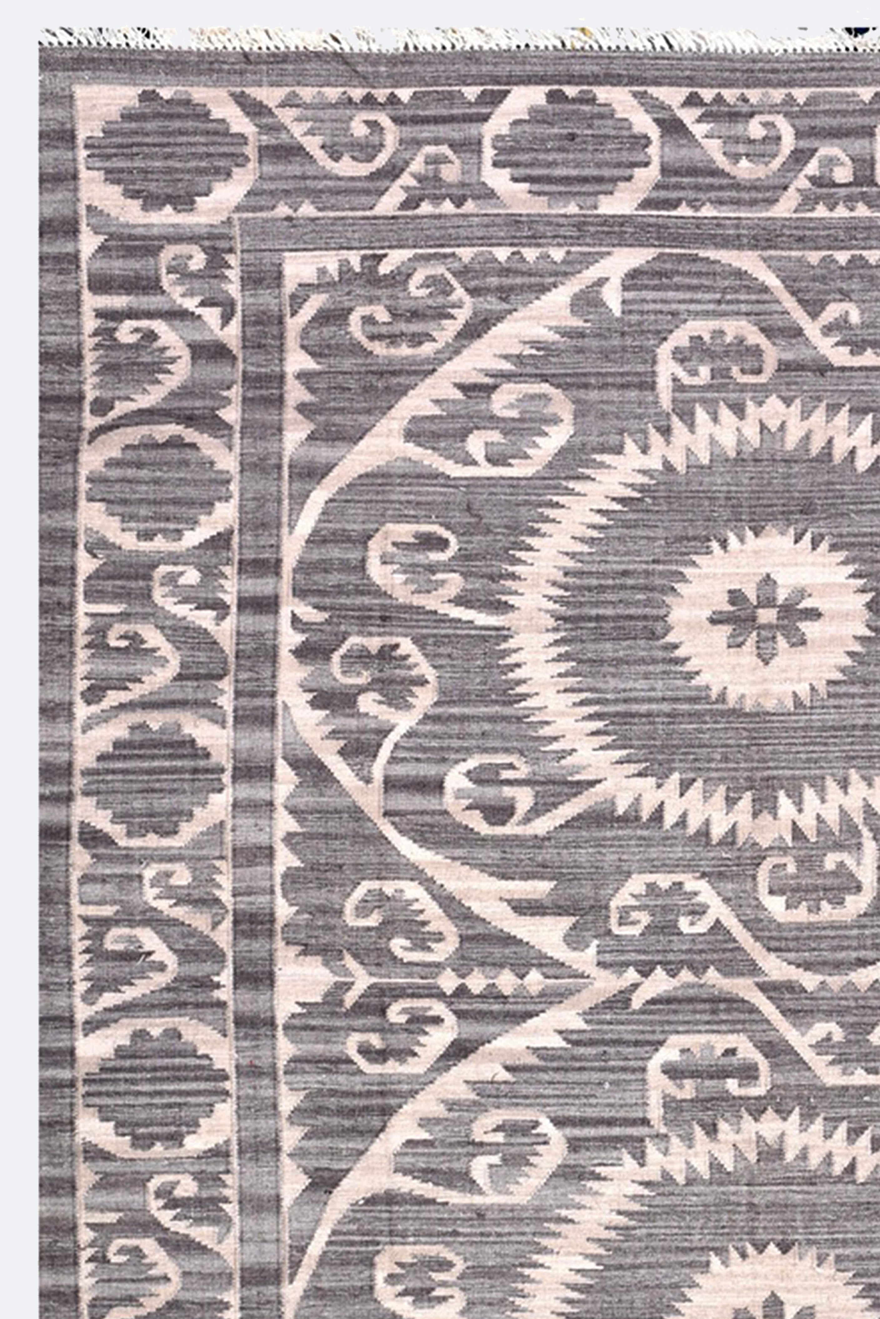 Modern Suzani Handwovene Reversible Woolen Rug