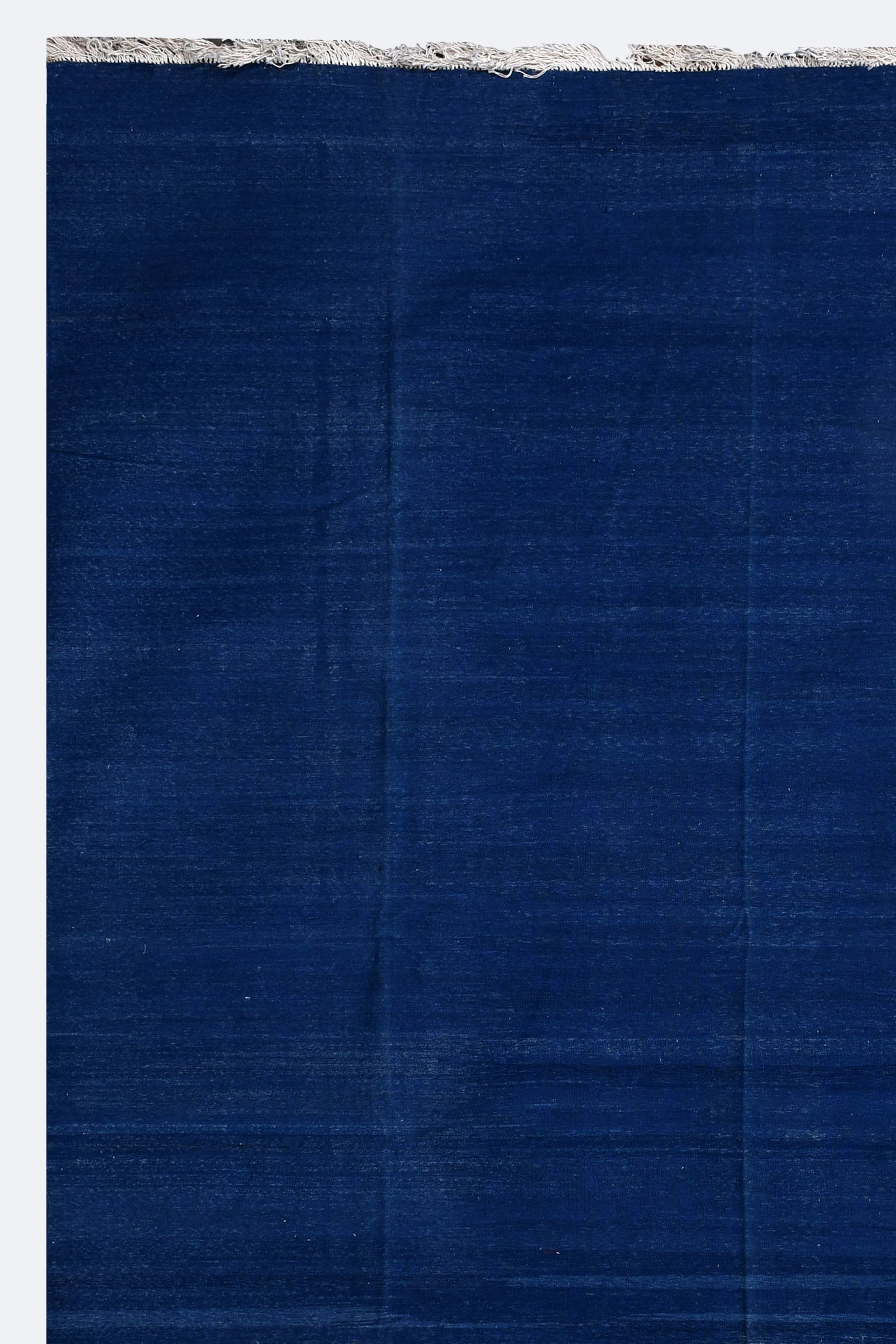 Solid Blue Distressed Reversible Wool Rug