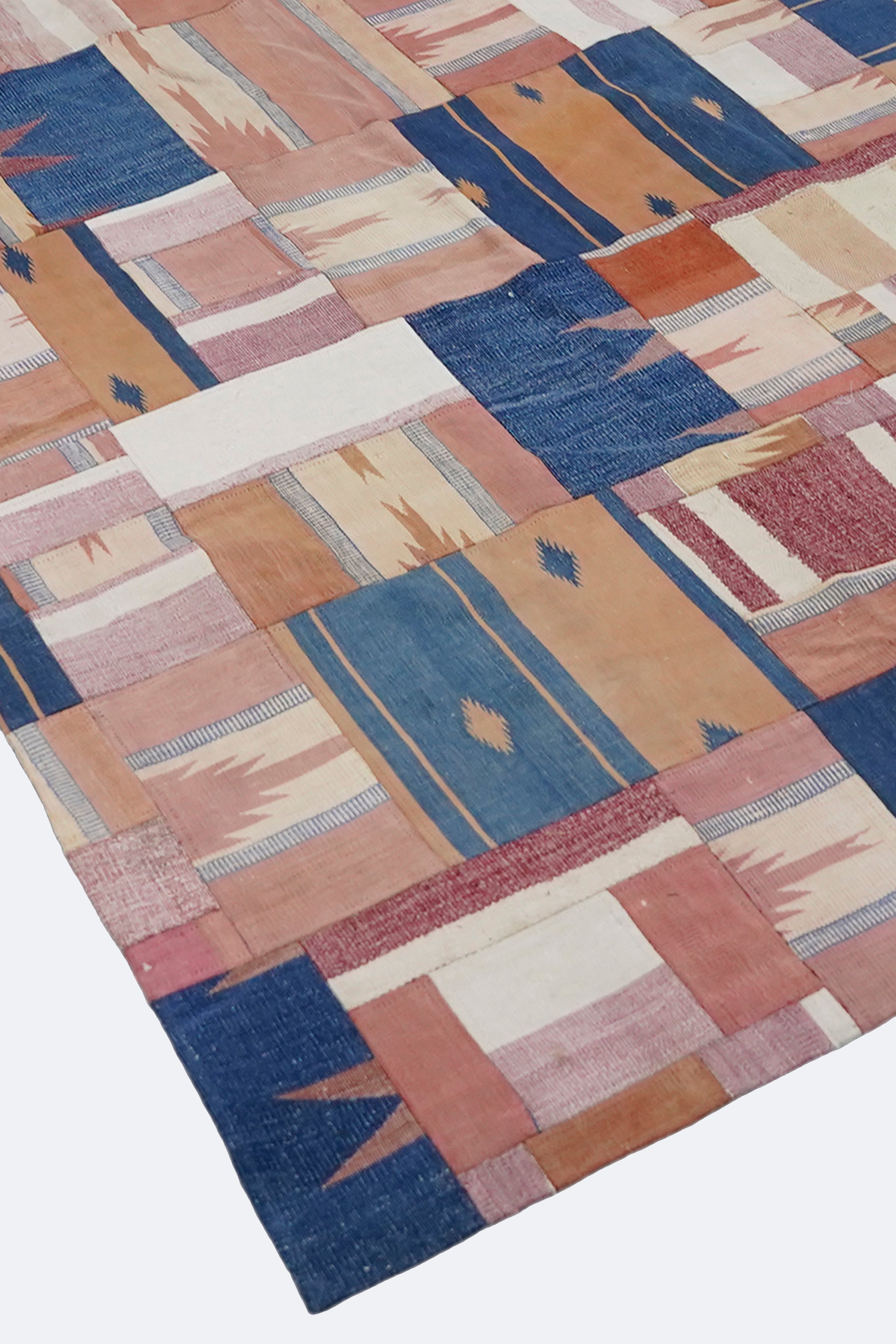 Abstract Geometric Patchwork Stripe Rug