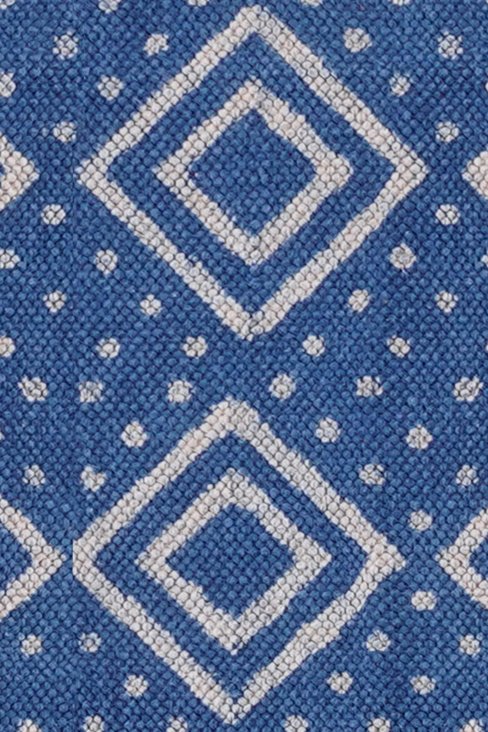 Indigo Diamond Frame Block Printed Rug