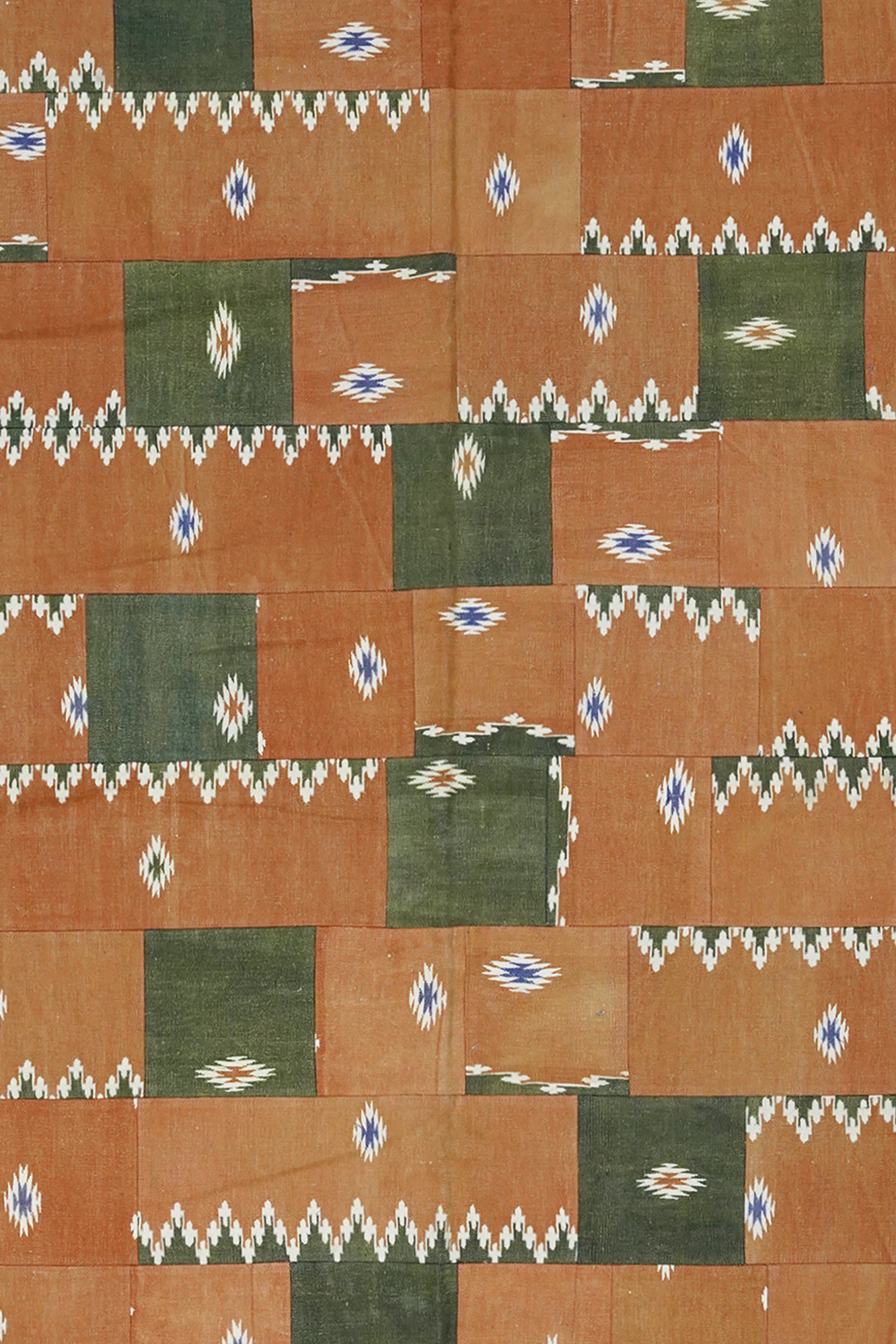 Traditional Patterned Tan Patchwork Rug