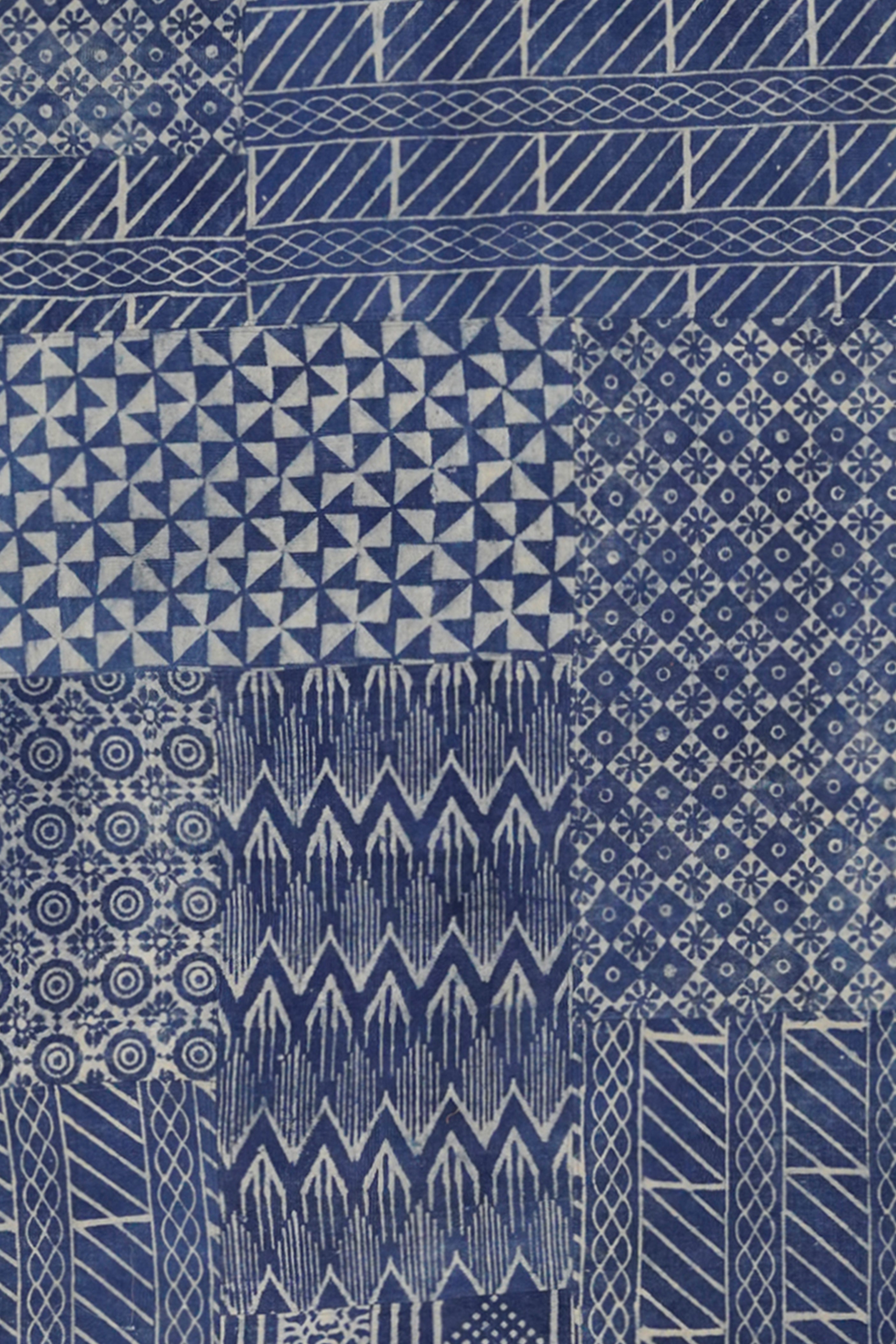 Indigo Geometry Patchwork Rug