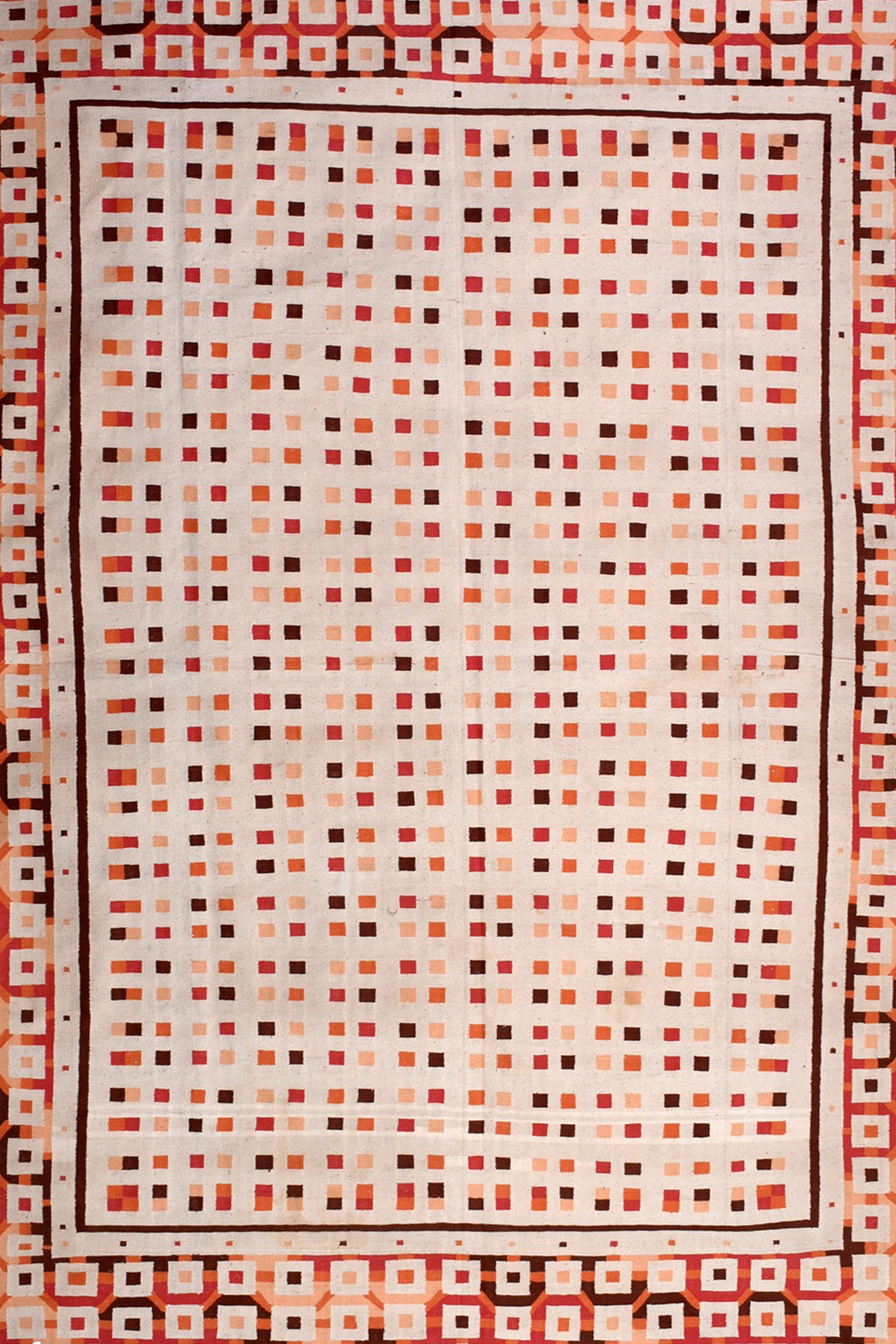 Beige and Terracotta Cotton Handwoven Rug
