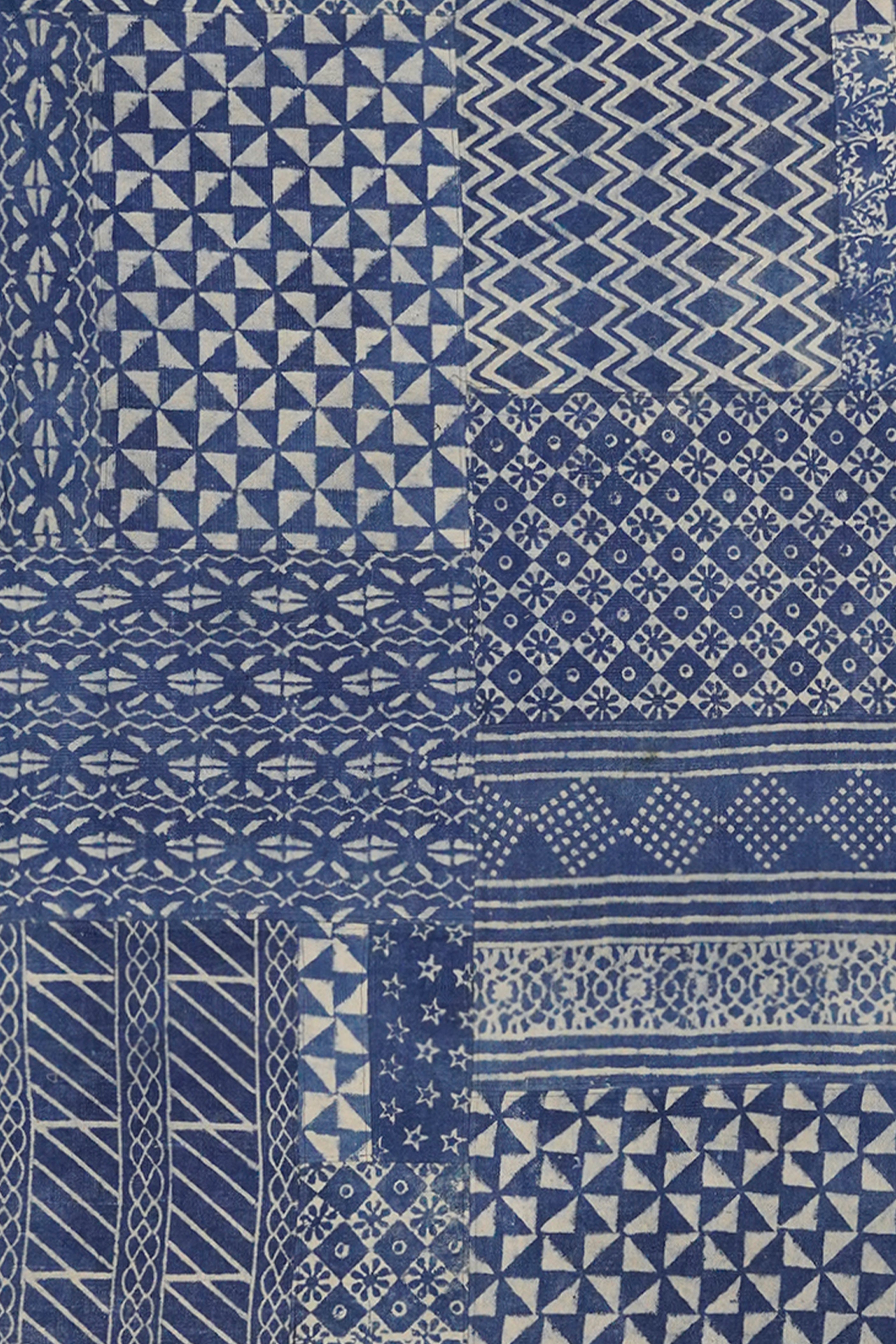 Lattice Handwoven Indigo Patchwork Rug